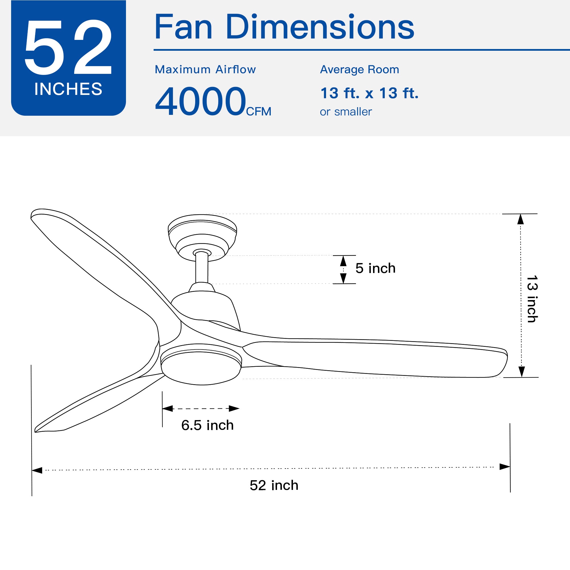 52" Ceiling Fan Light with Remote Control