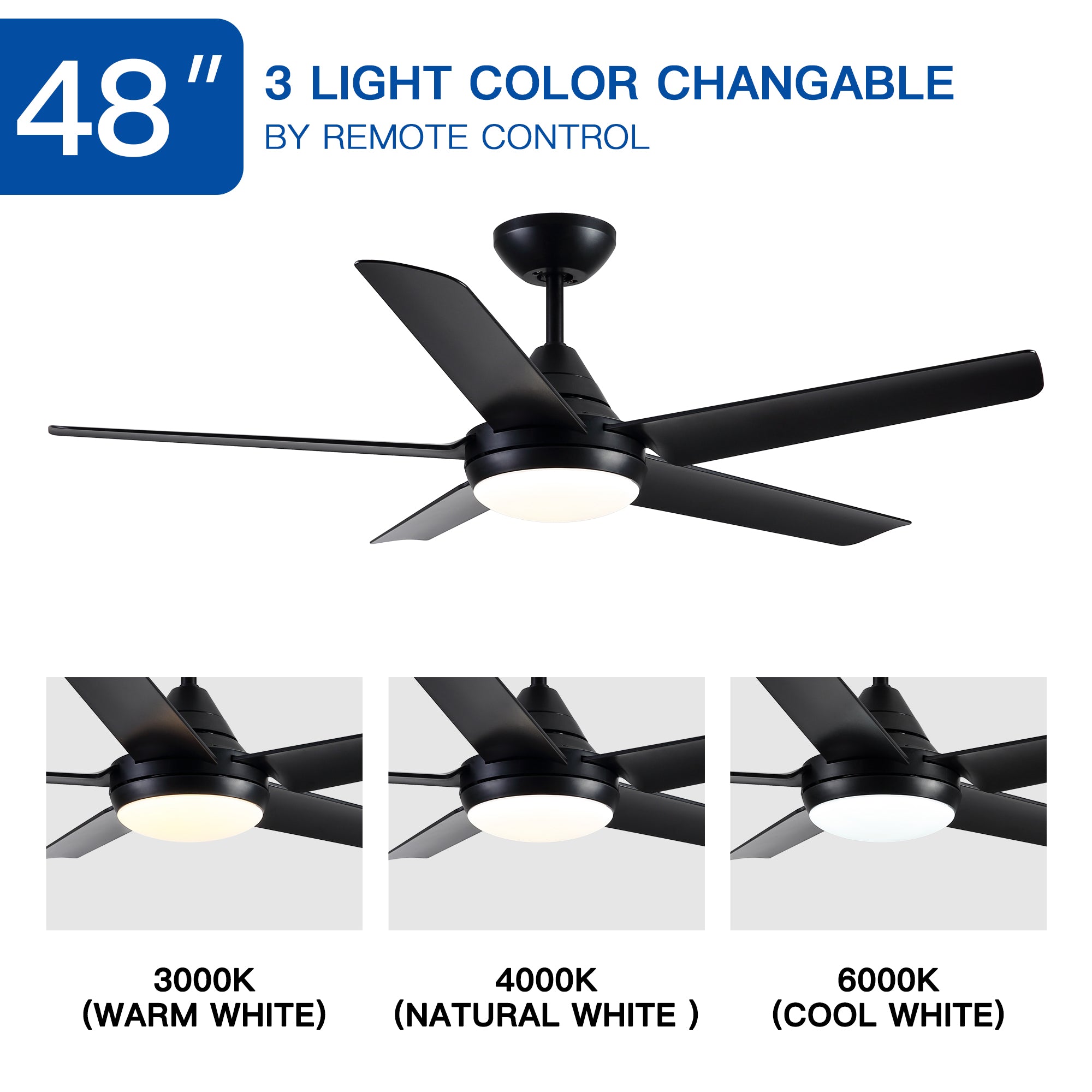 48" Ceiling Fan Light with Remote Control