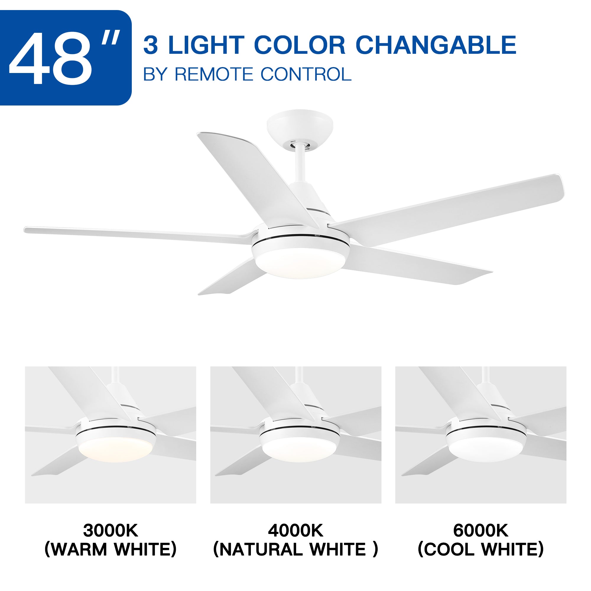 48" Ceiling Fan Light with Remote Control