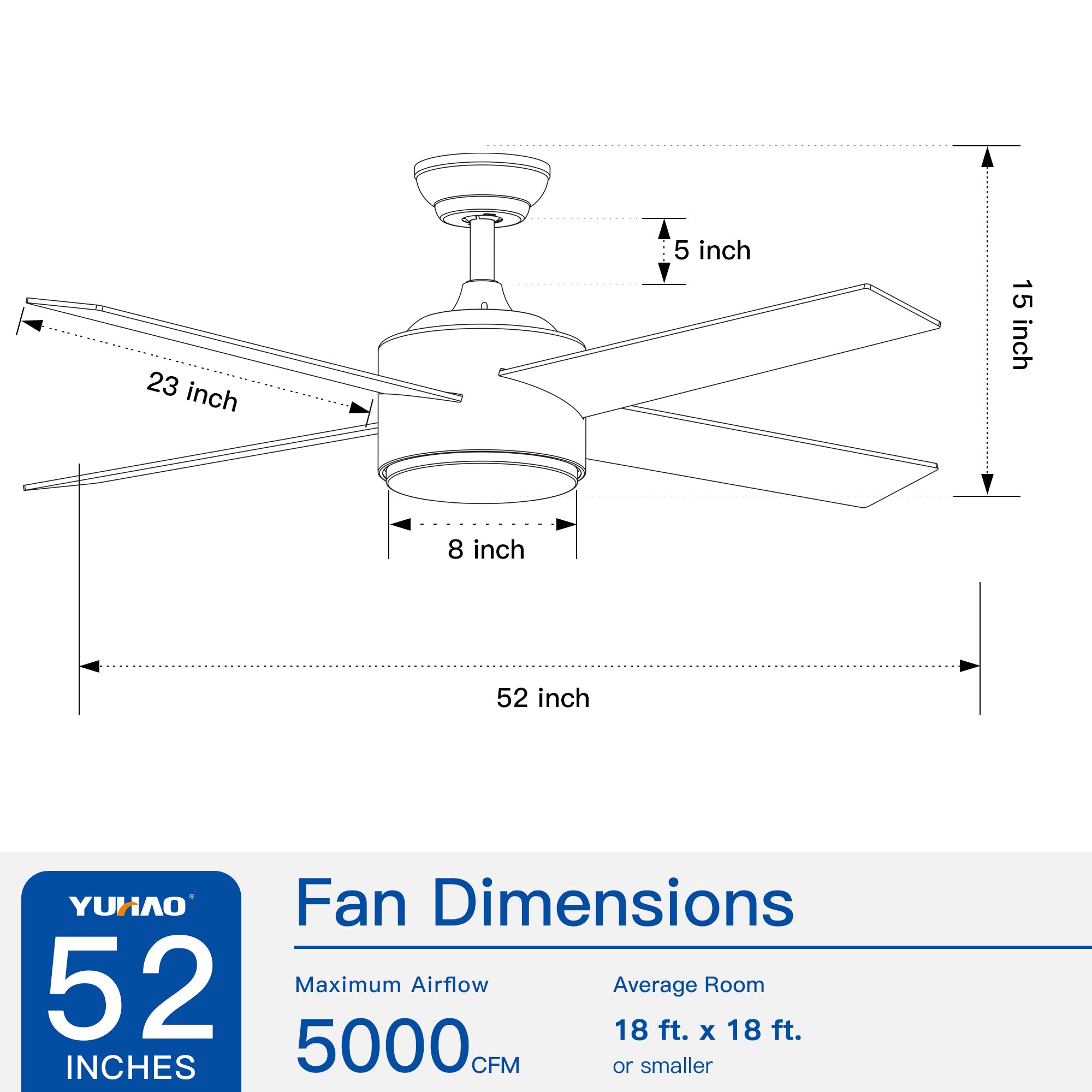 52" Ceiling Fan Light with Remote Control