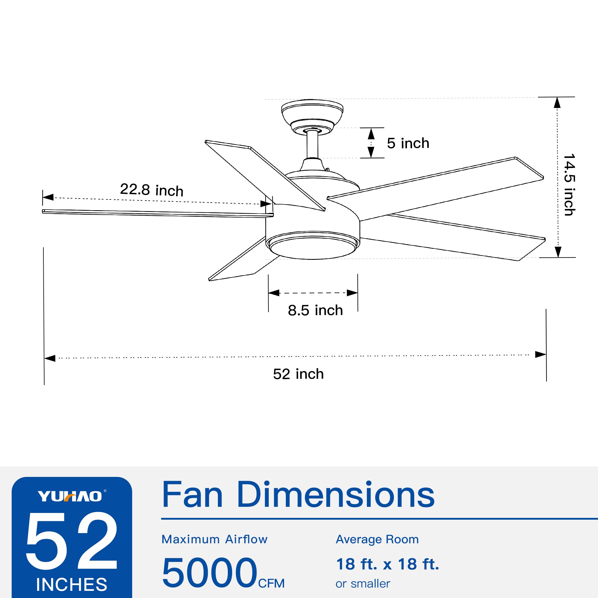 52" Ceiling Fan Light with Remote Control