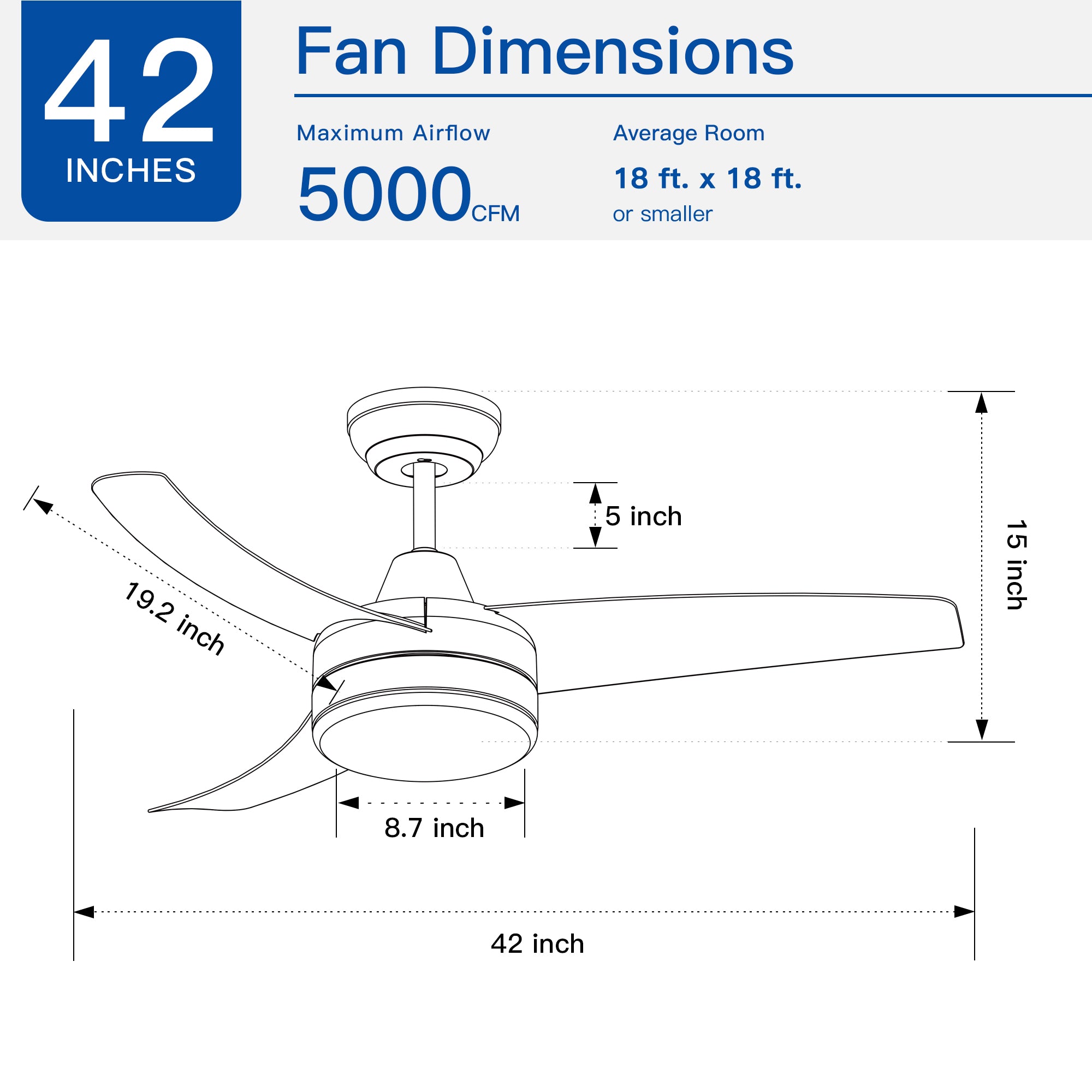 42" Ceiling Fan Light with Remote Control