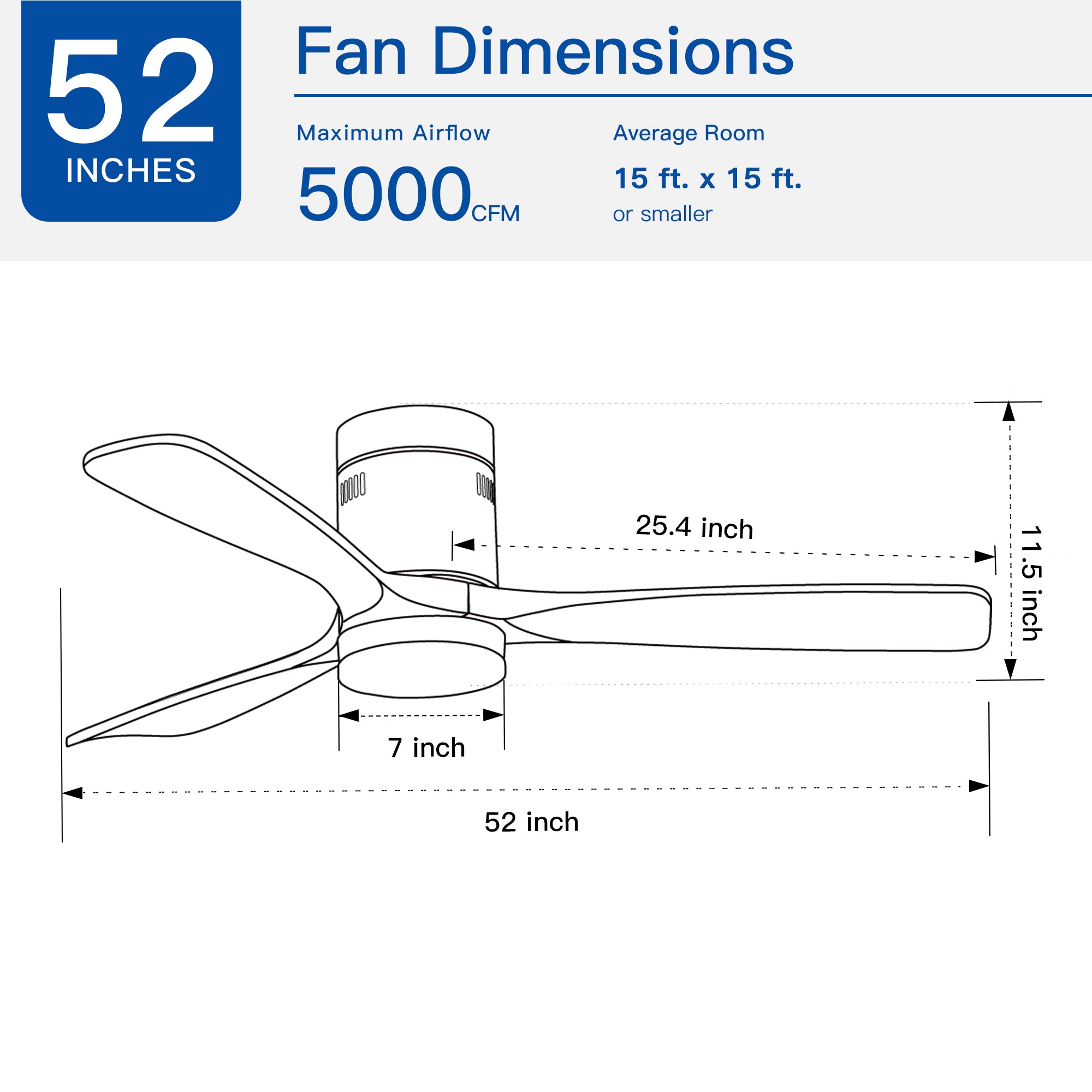 52" Ceiling Fan Light with Remote Control