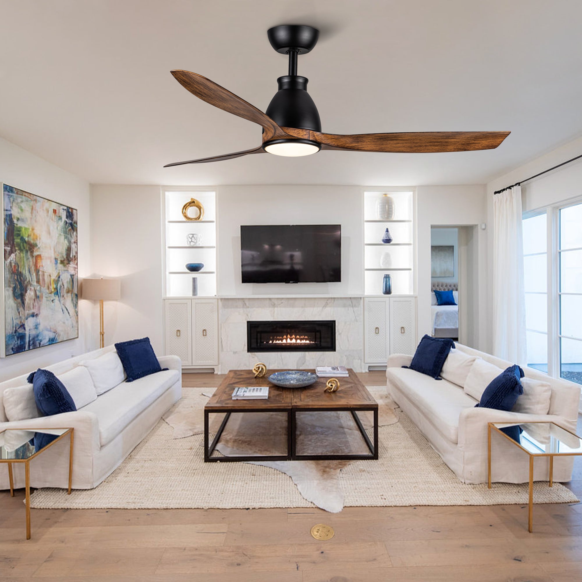 52" Ceiling Fan Light with Wood Grain Blade