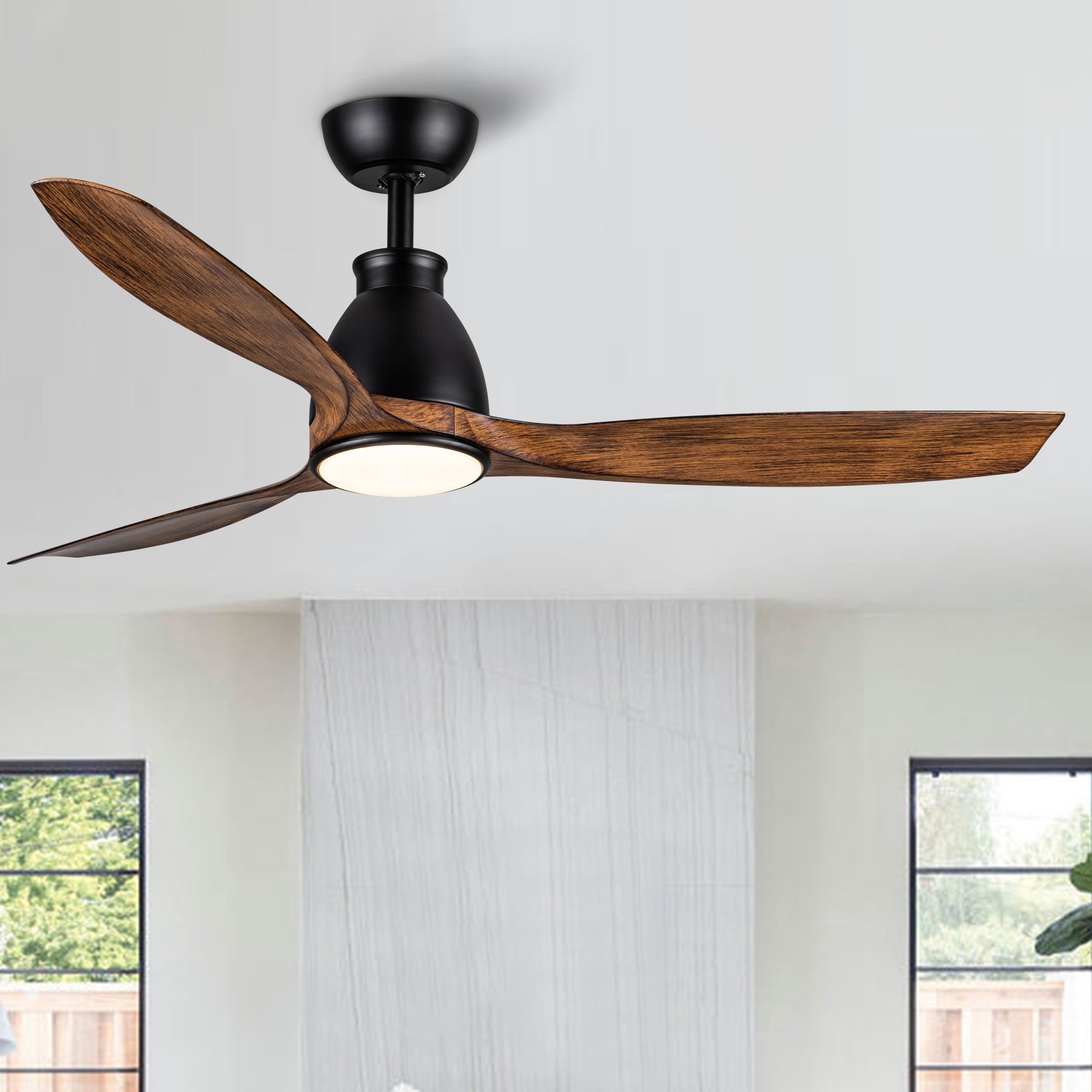 52" Ceiling Fan Light with Wood Grain Blade