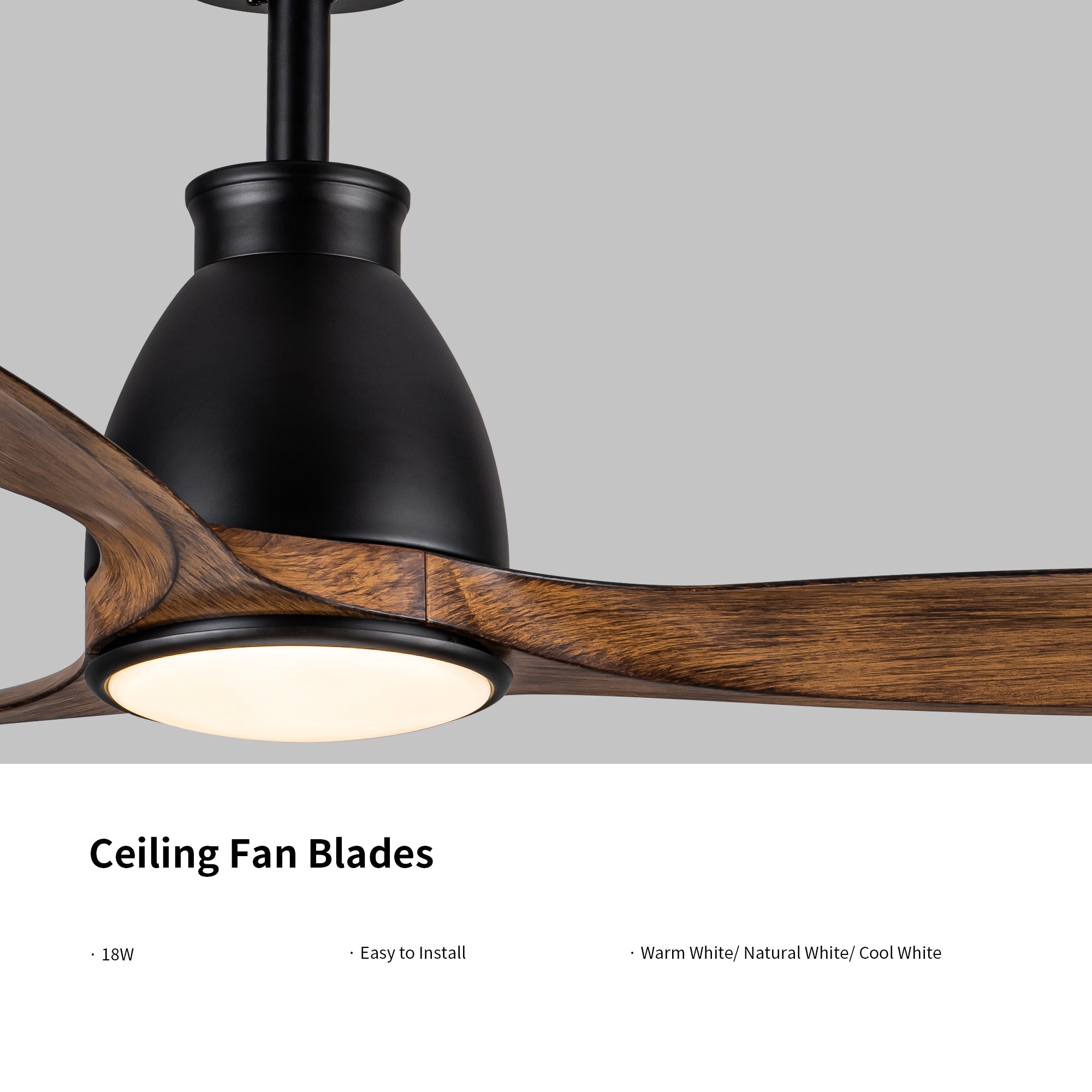 52" Ceiling Fan Light with Wood Grain Blade