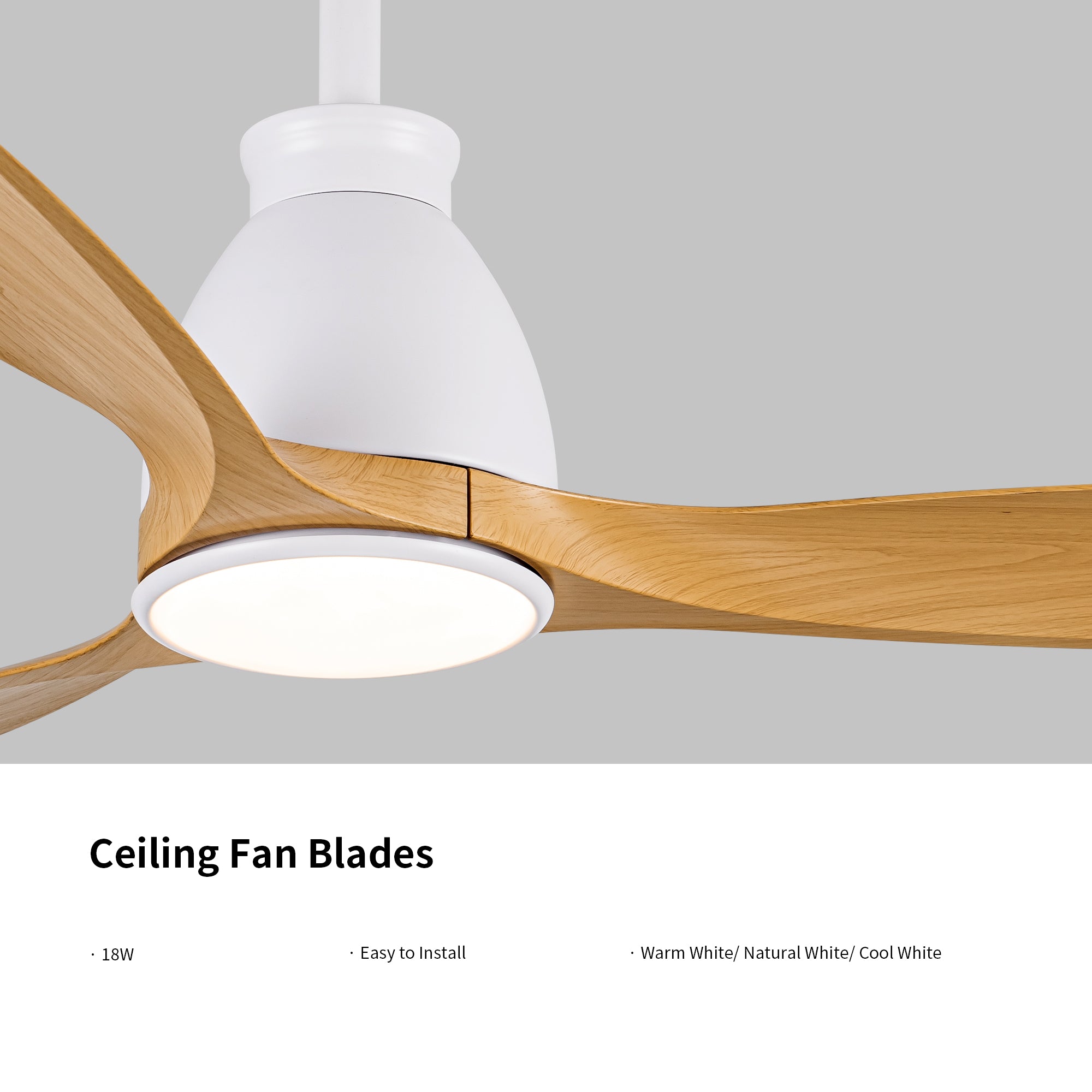 52" Ceiling Fan Light with Wood Grain Blade