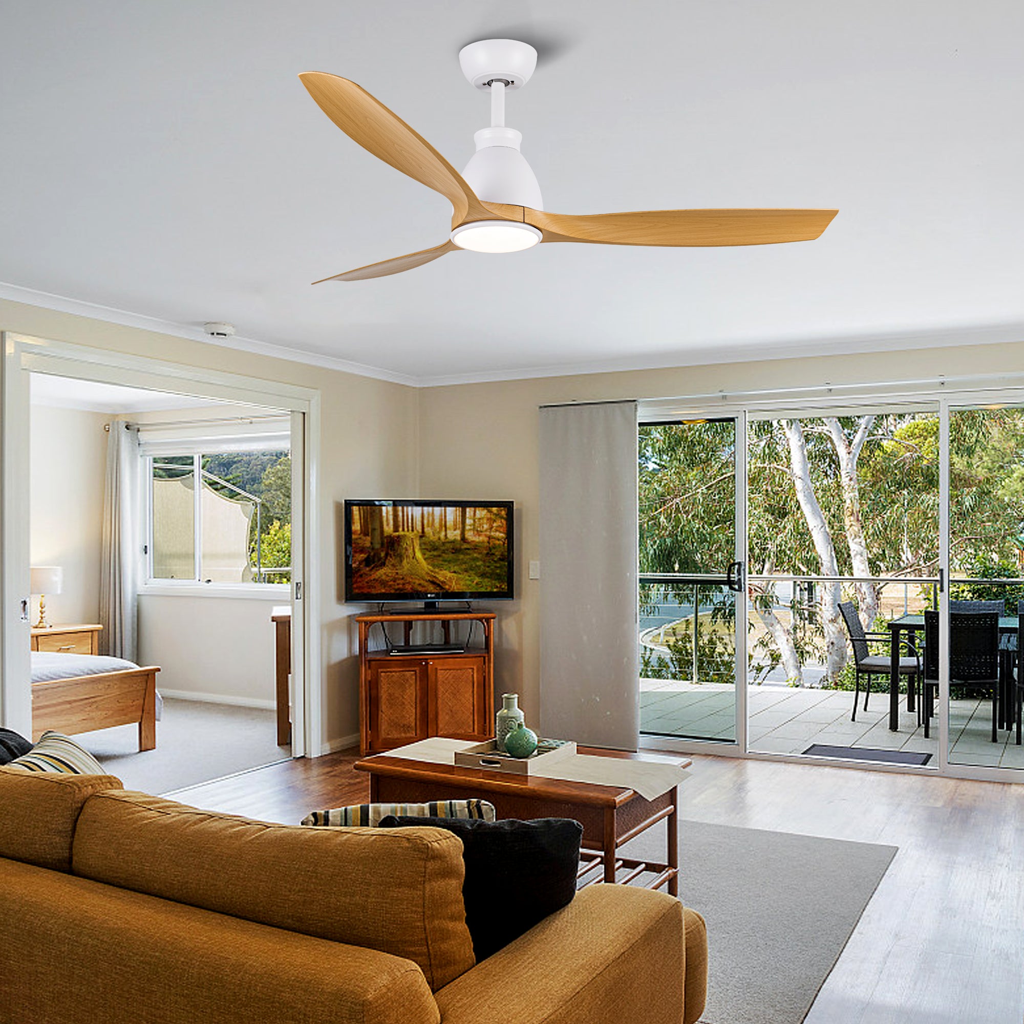 52" Ceiling Fan Light with Wood Grain Blade