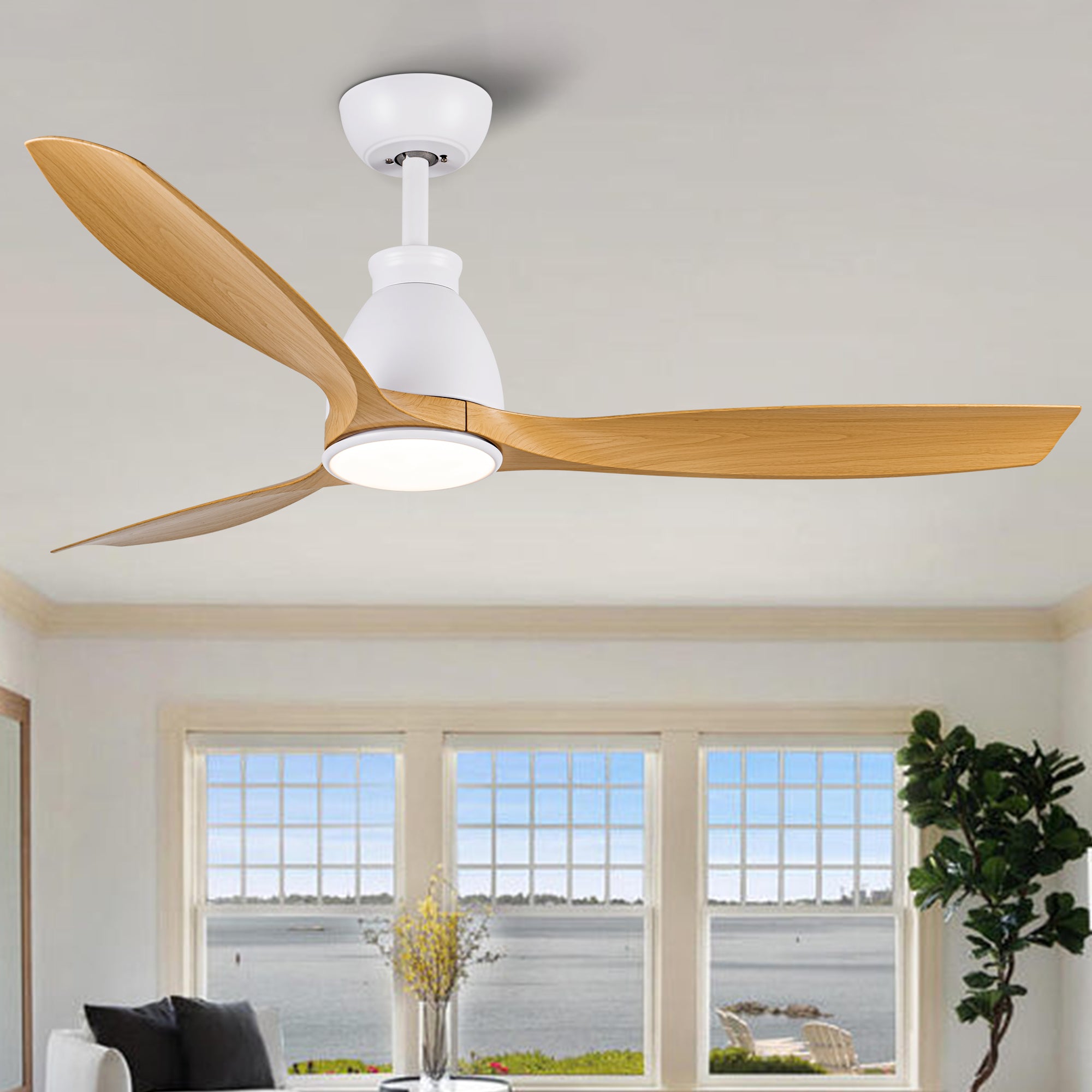52" Ceiling Fan Light with Wood Grain Blade