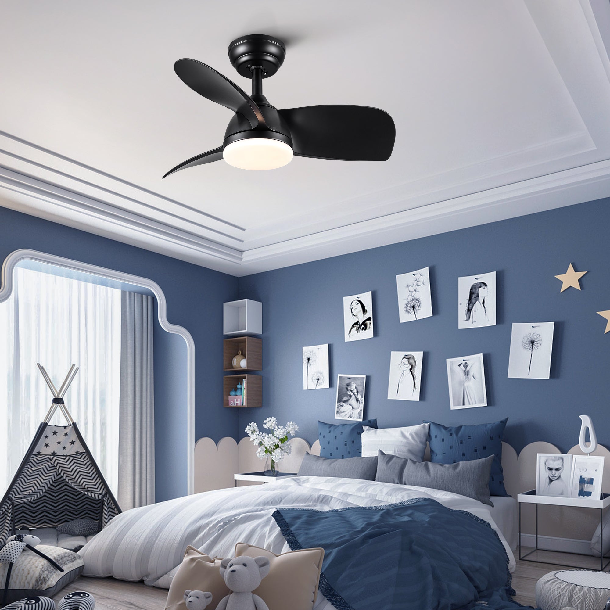 28" Ceiling Fan Light with Remote Control