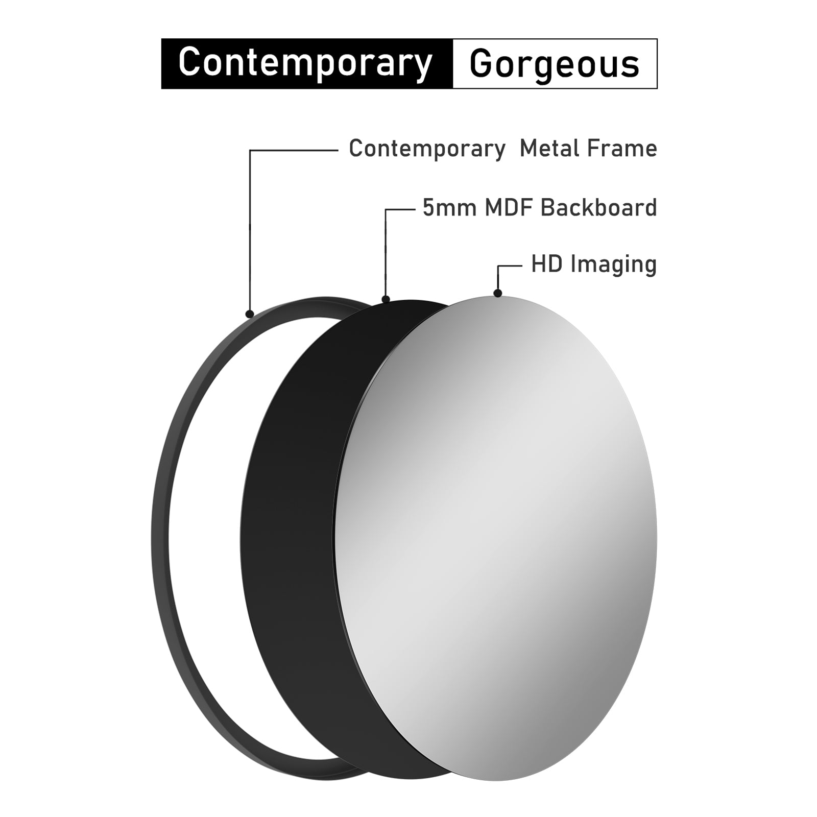Round Framed Wall Mounted Bathroom Vanity Mirror