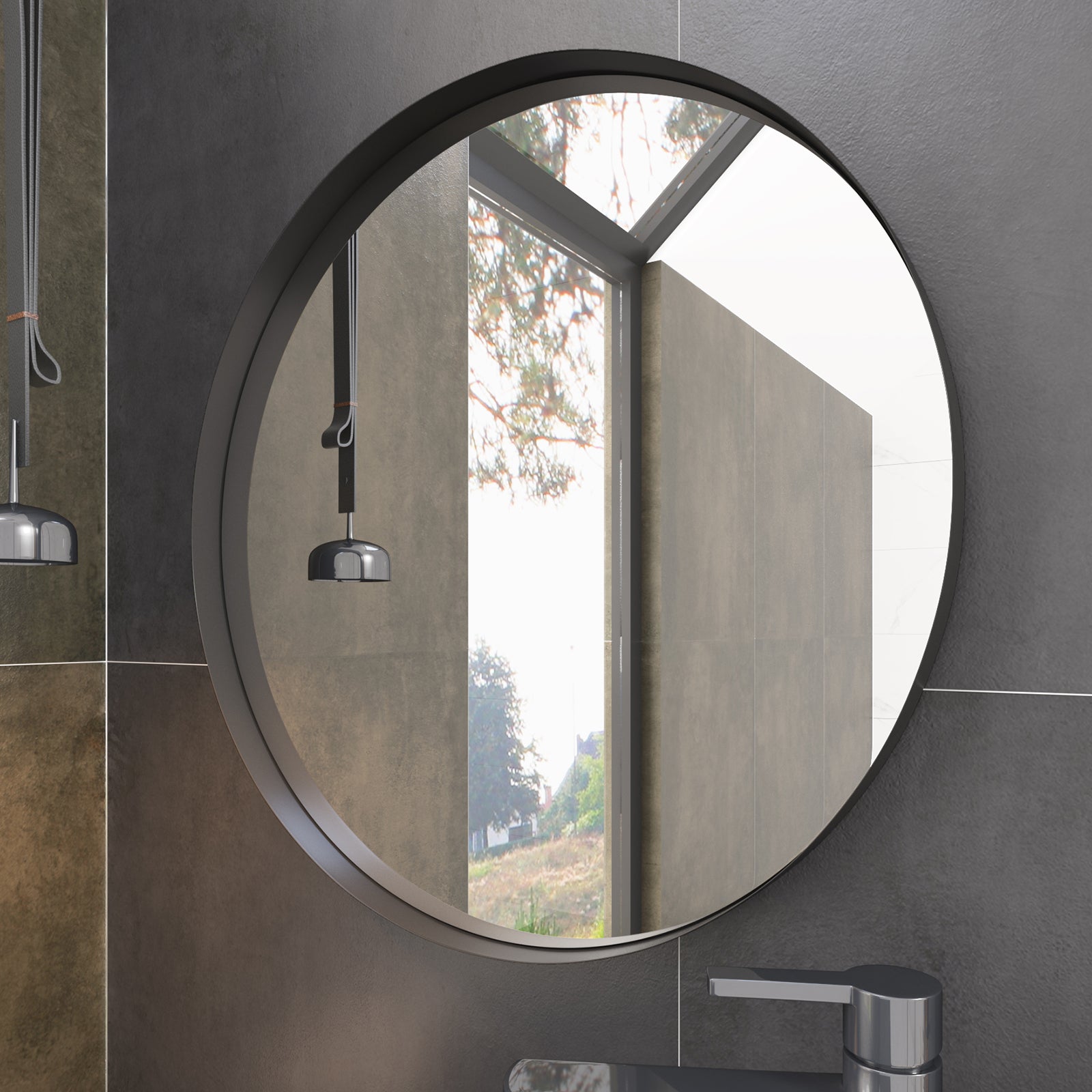 Round Framed Wall Mounted Bathroom Vanity Mirror