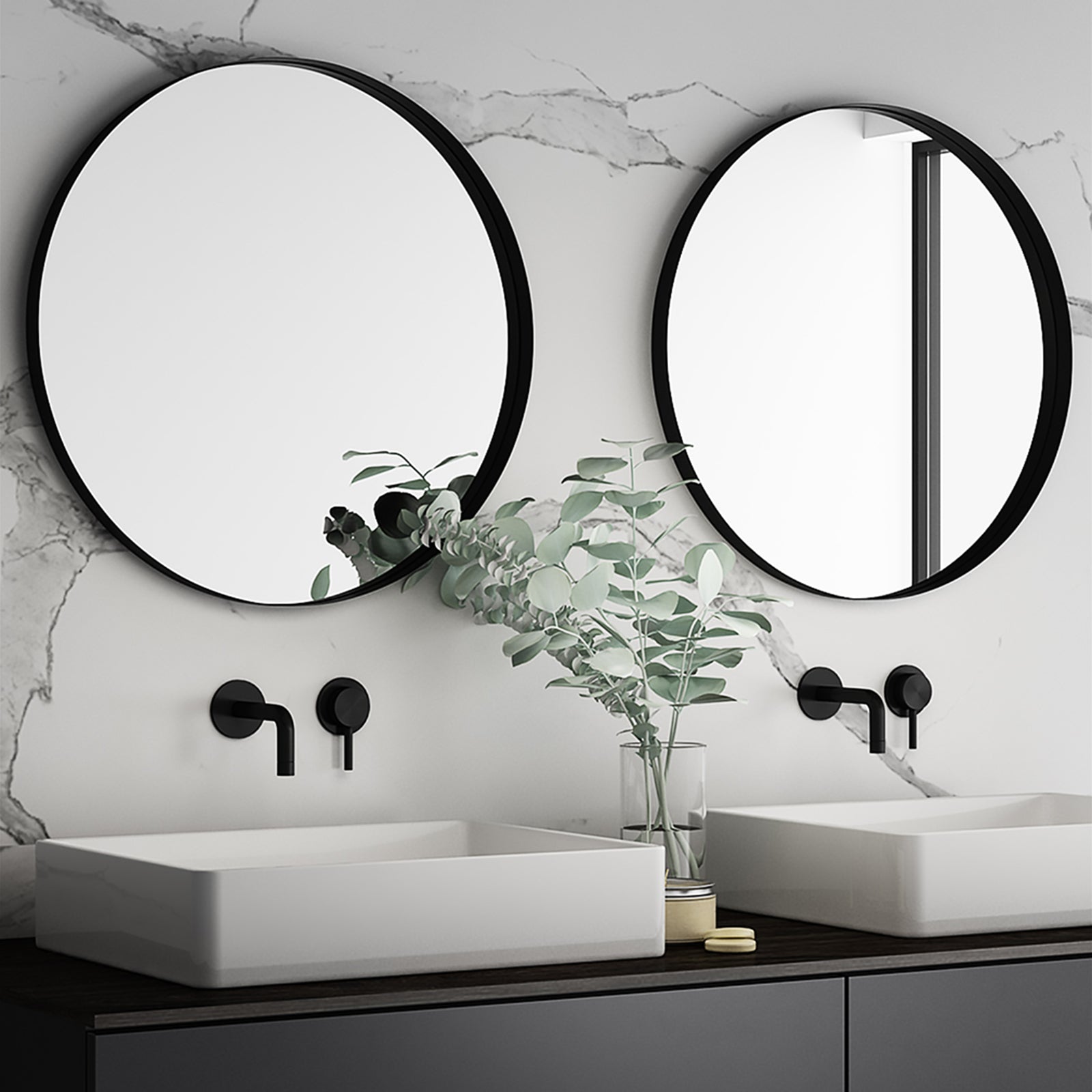 Round Framed Wall Mounted Bathroom Vanity Mirror