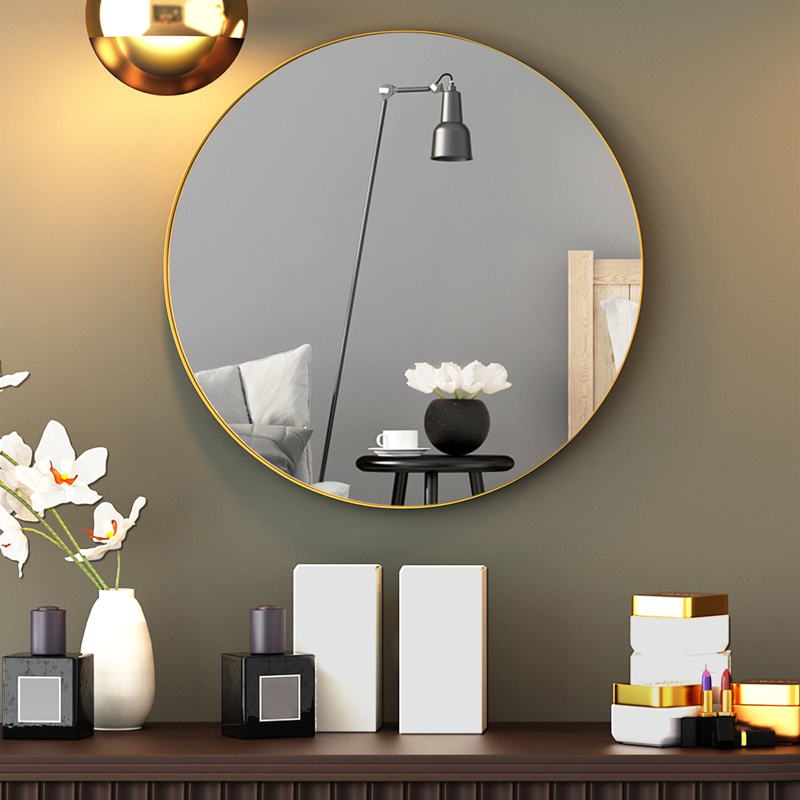 Round Framed Wall Mounted Bathroom Vanity Mirror
