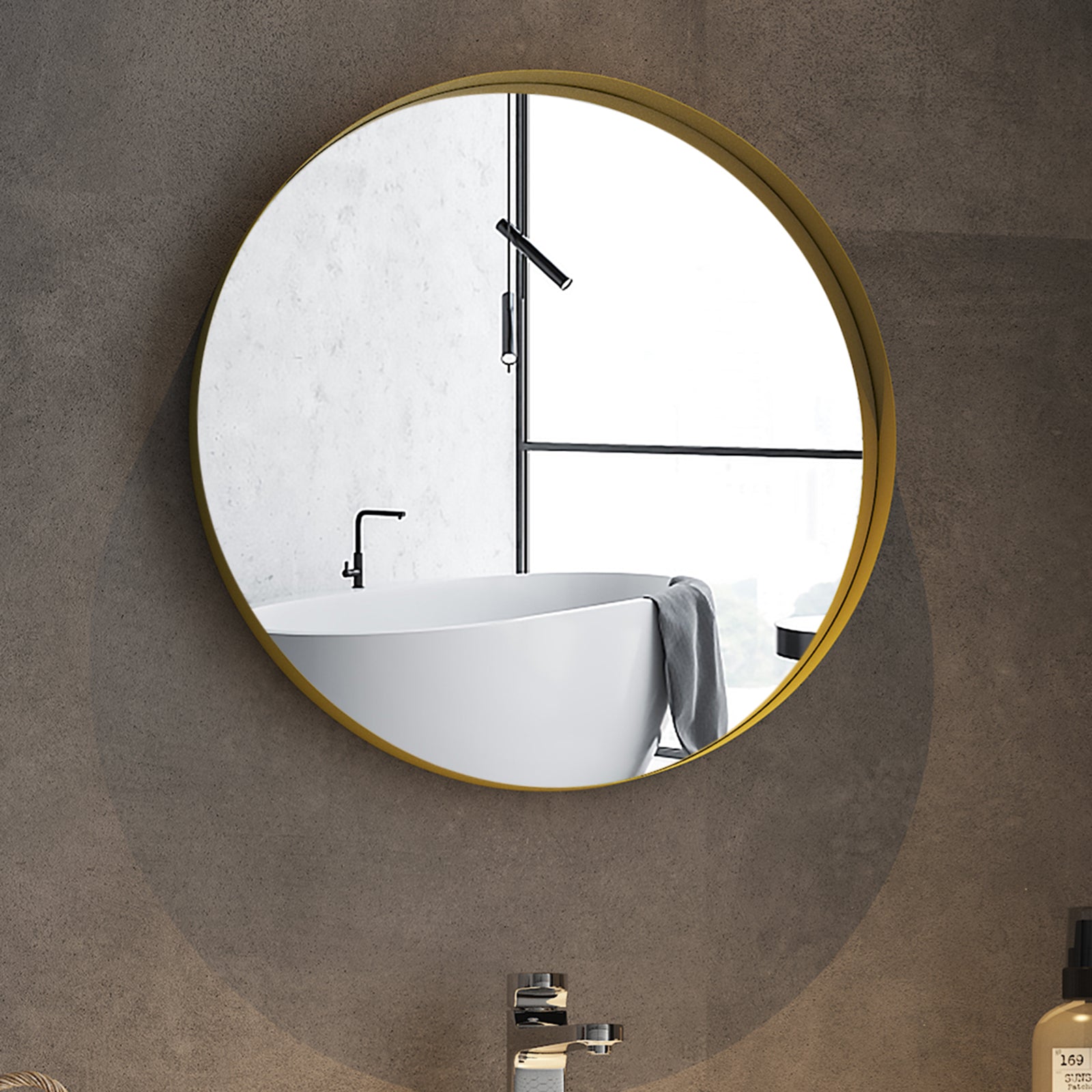 Round Framed Wall Mounted Bathroom Vanity Mirror