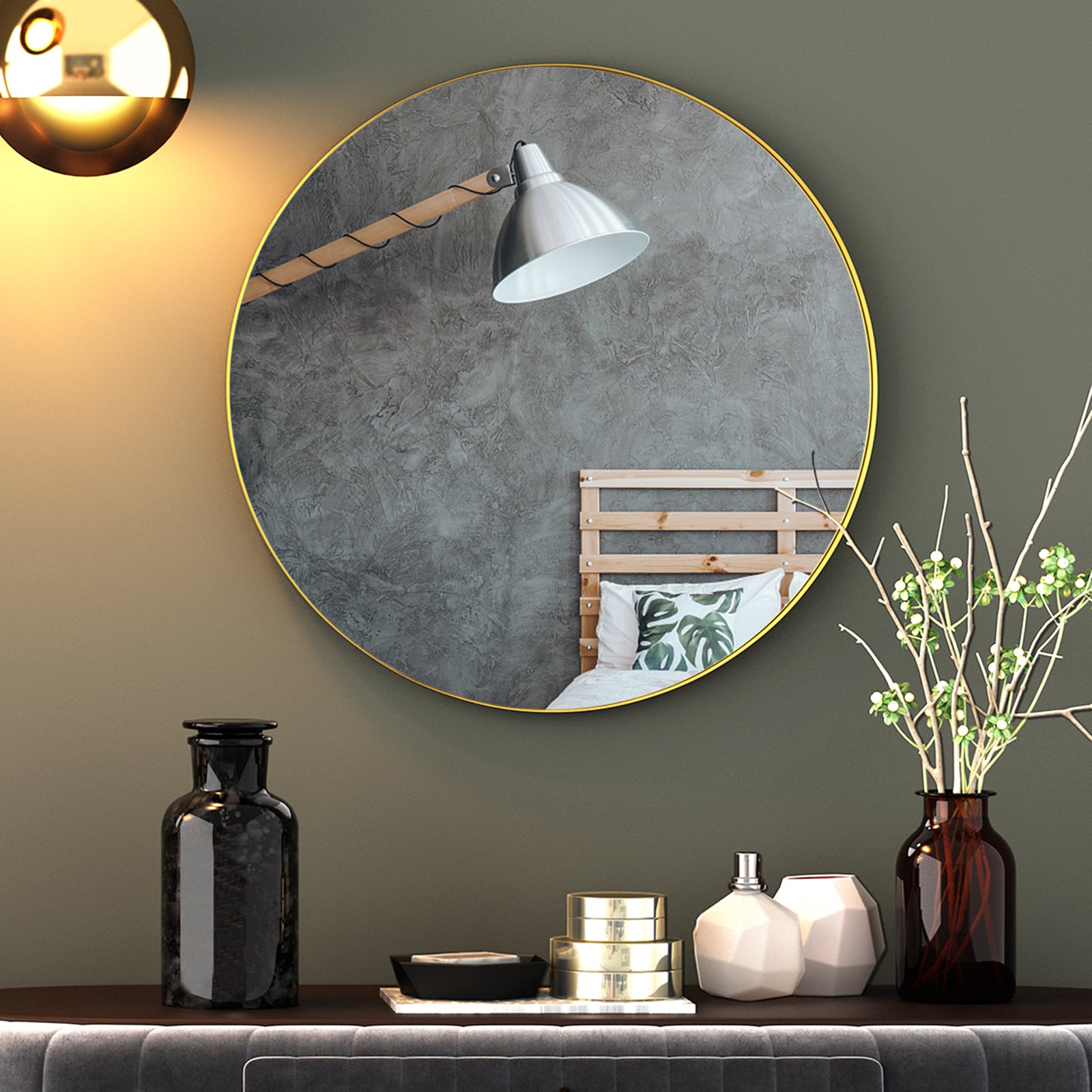 Round Framed Wall Mounted Bathroom Vanity Mirror