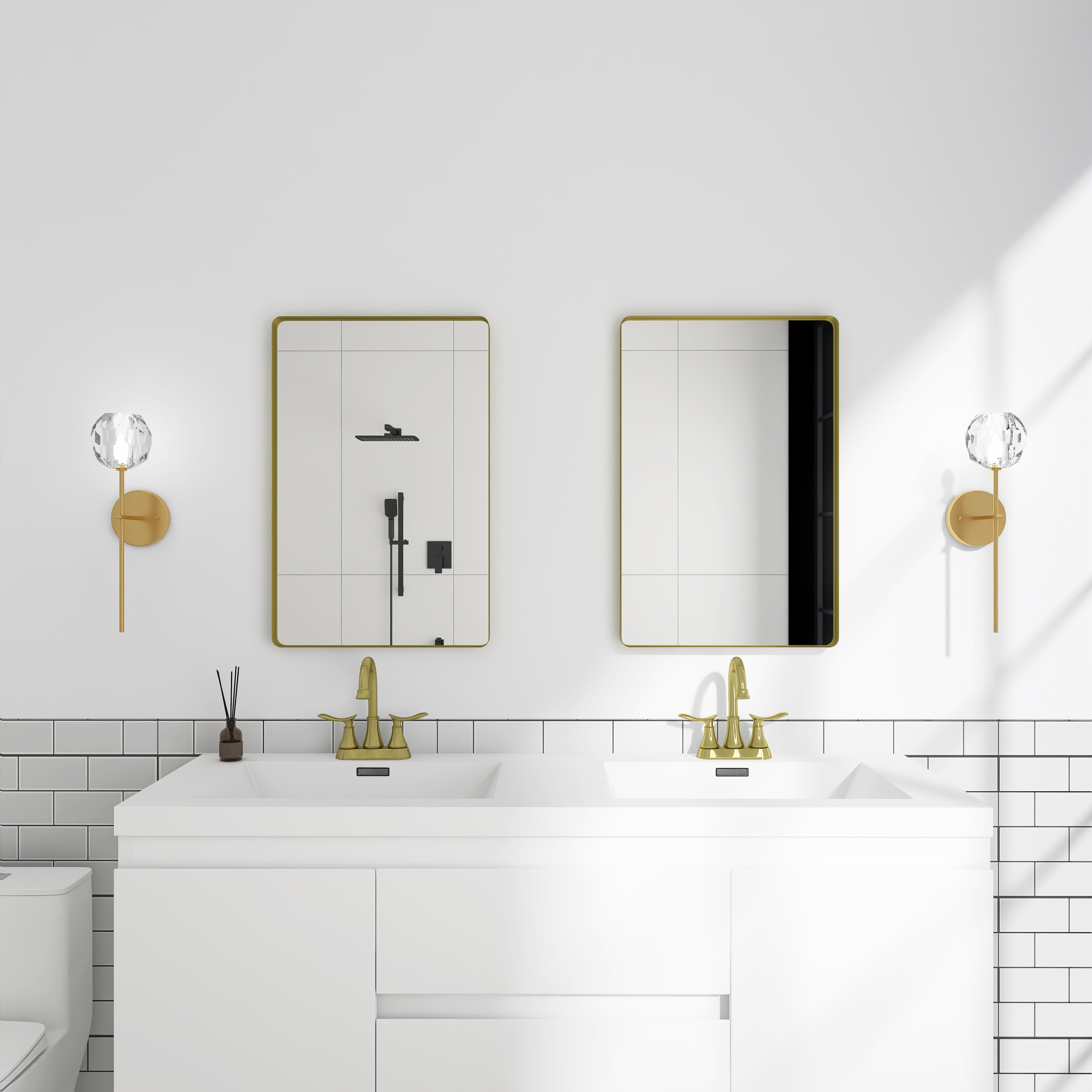 Rectangular Framed Wall Mounted Bathroom Vanity Mirror