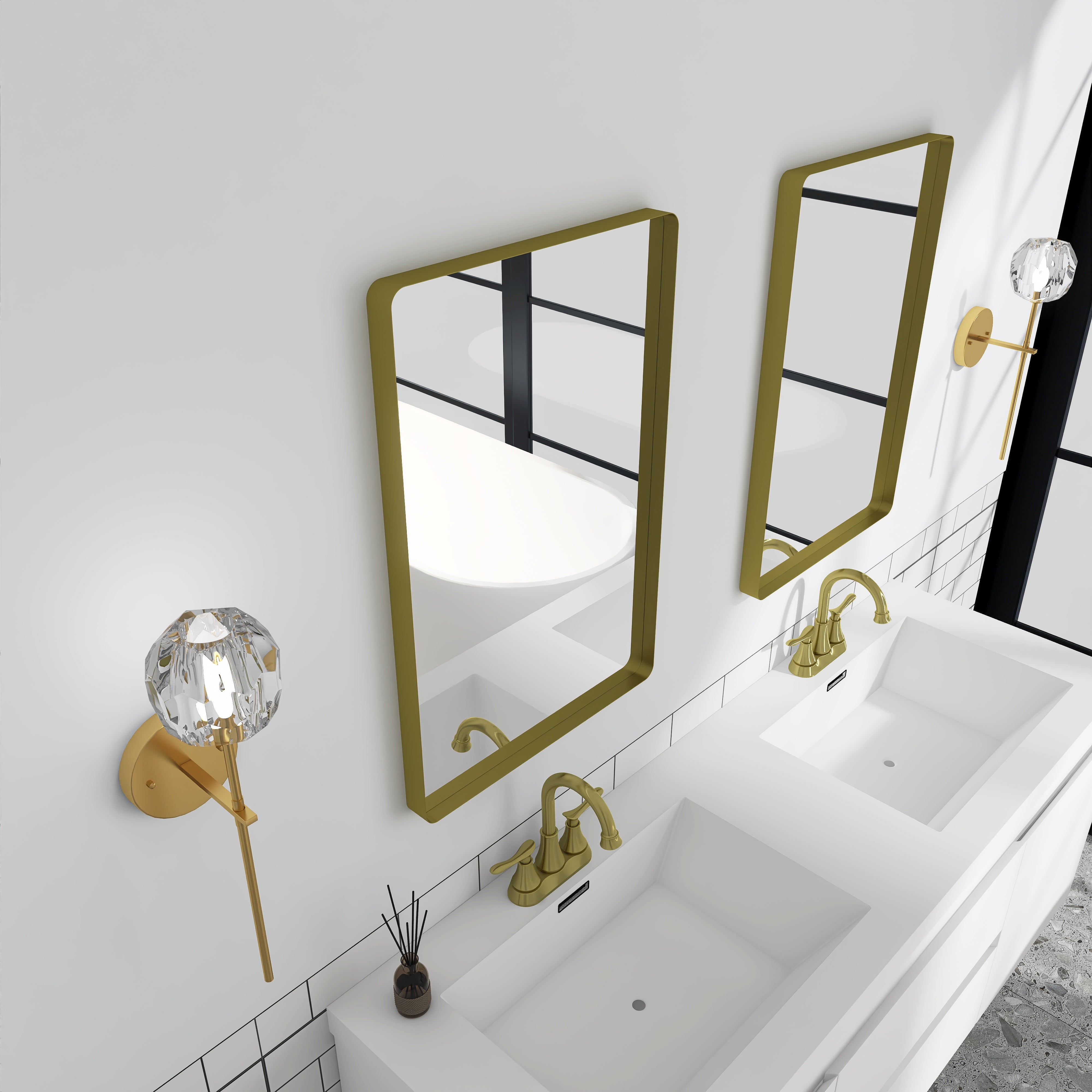 Rectangular Framed Wall Mounted Bathroom Vanity Mirror