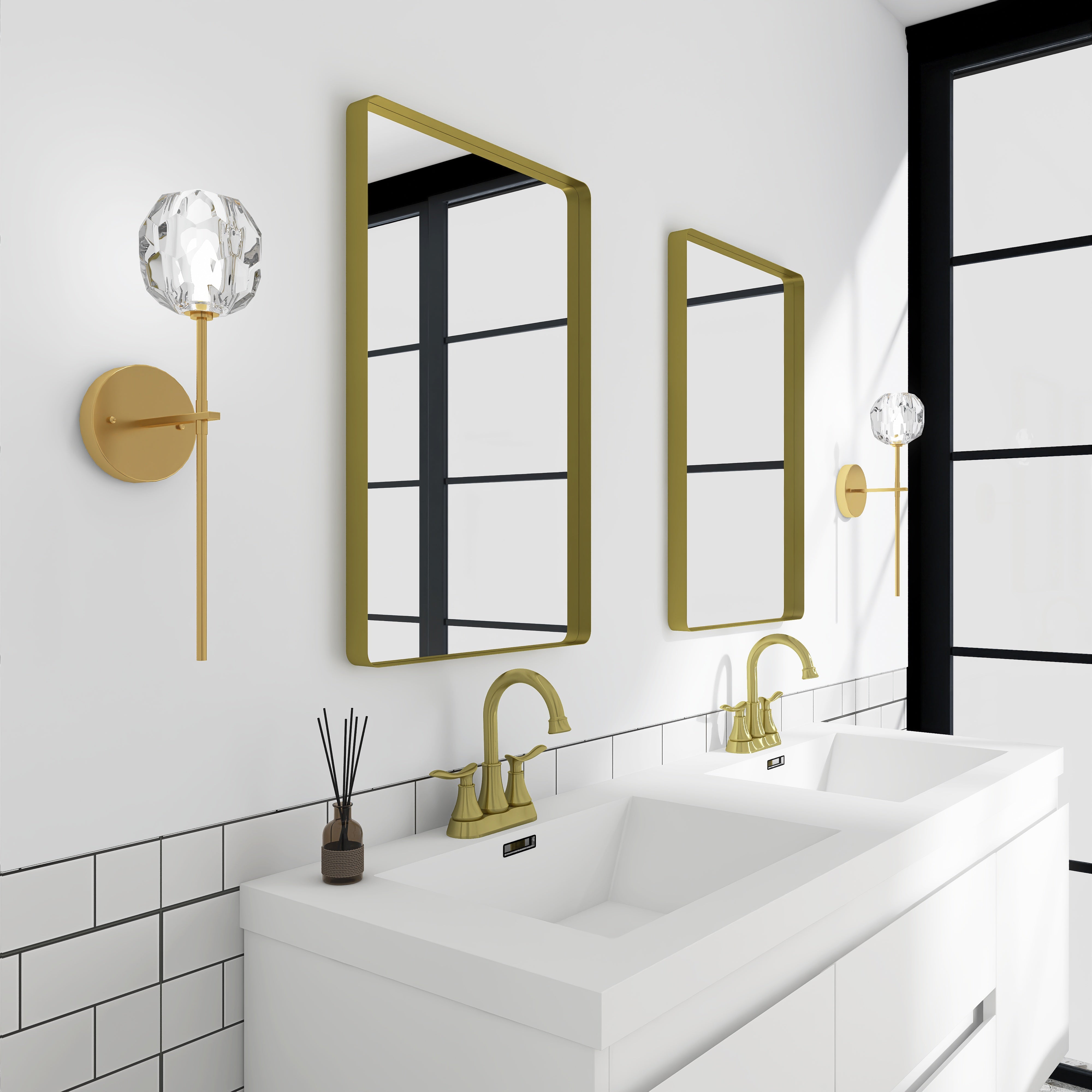 Rectangular Framed Wall Mounted Bathroom Vanity Mirror