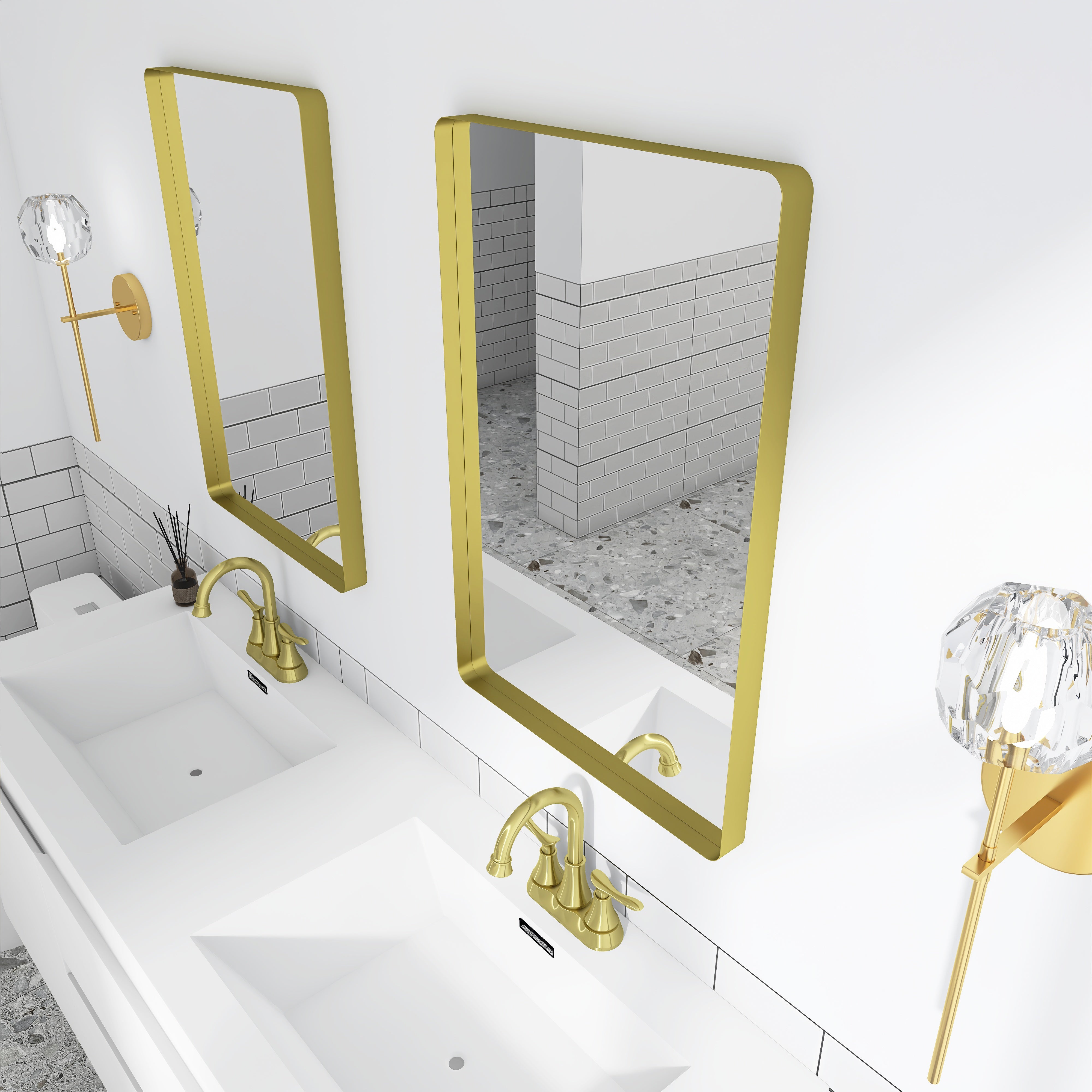 Rectangular Framed Wall Mounted Bathroom Vanity Mirror