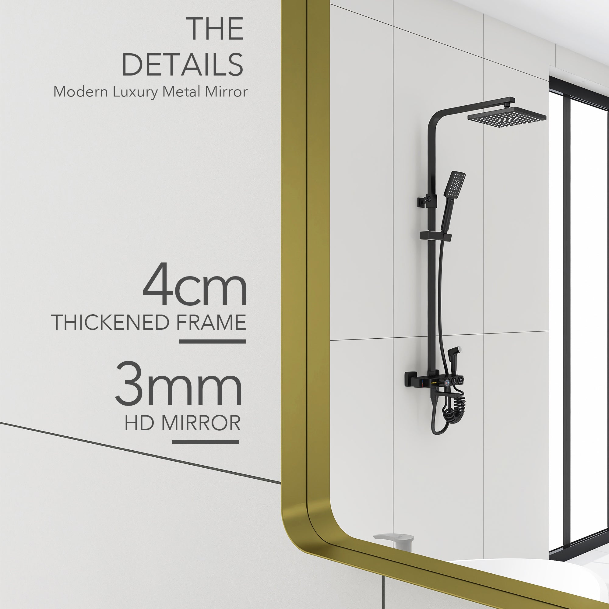 Rectangular Framed Wall Mounted Bathroom Vanity Mirror