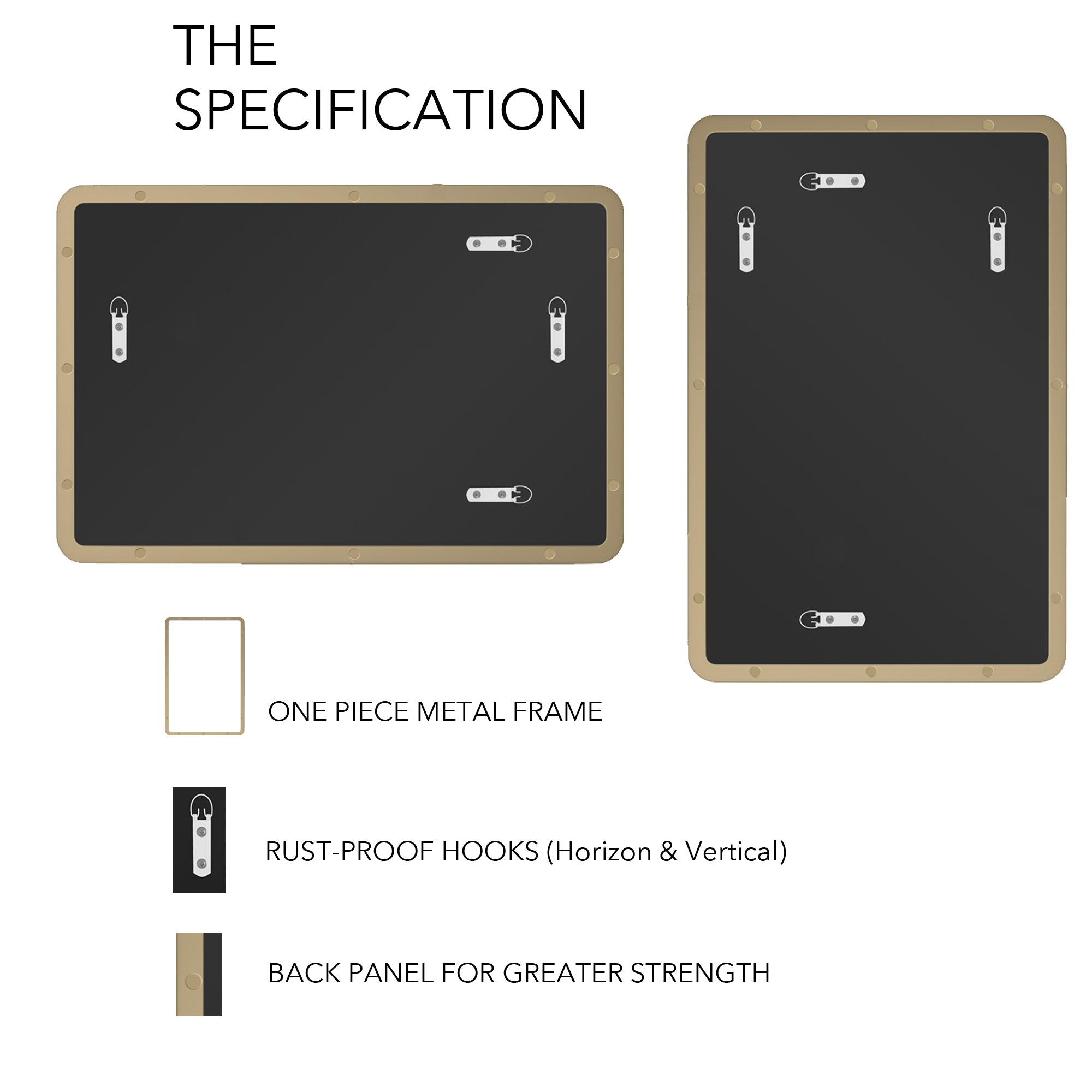Rectangular Framed Wall Mounted Bathroom Vanity Mirror