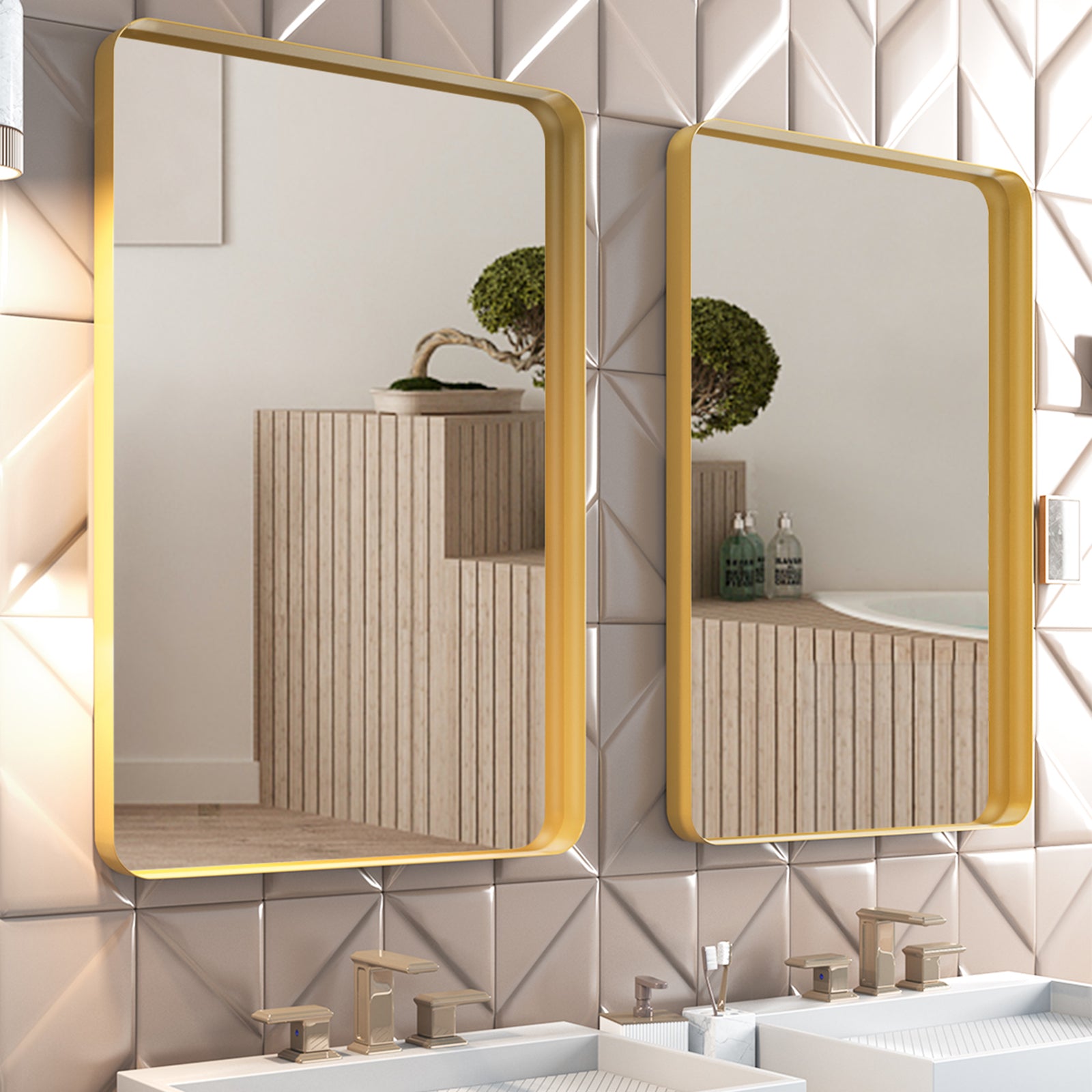 Rectangular Framed Wall Mounted Bathroom Vanity Mirror