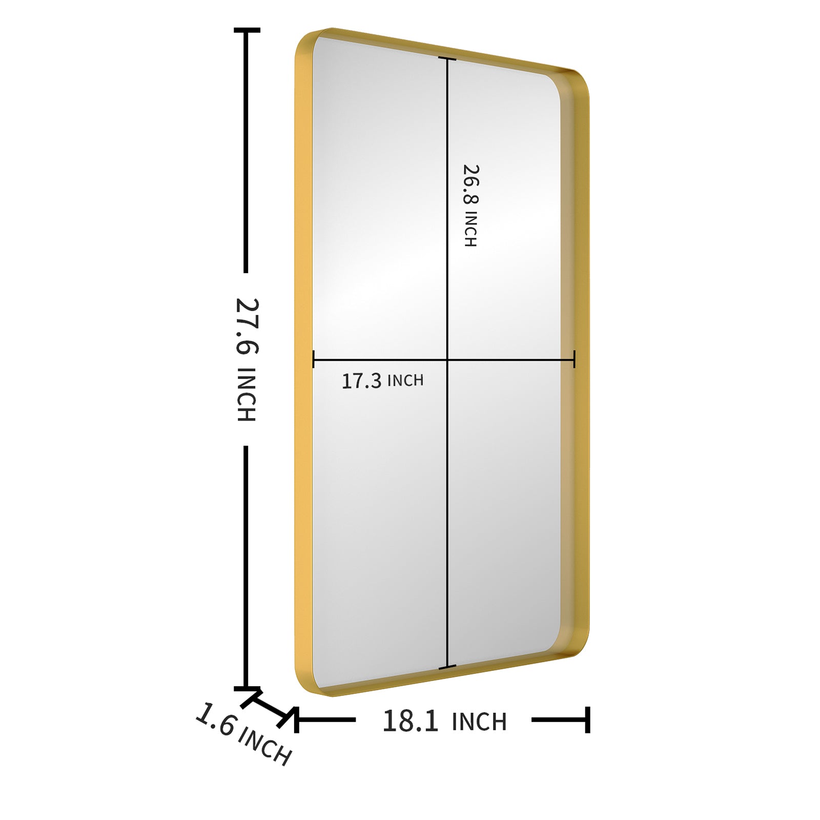 Rectangular Framed Wall Mounted Bathroom Vanity Mirror
