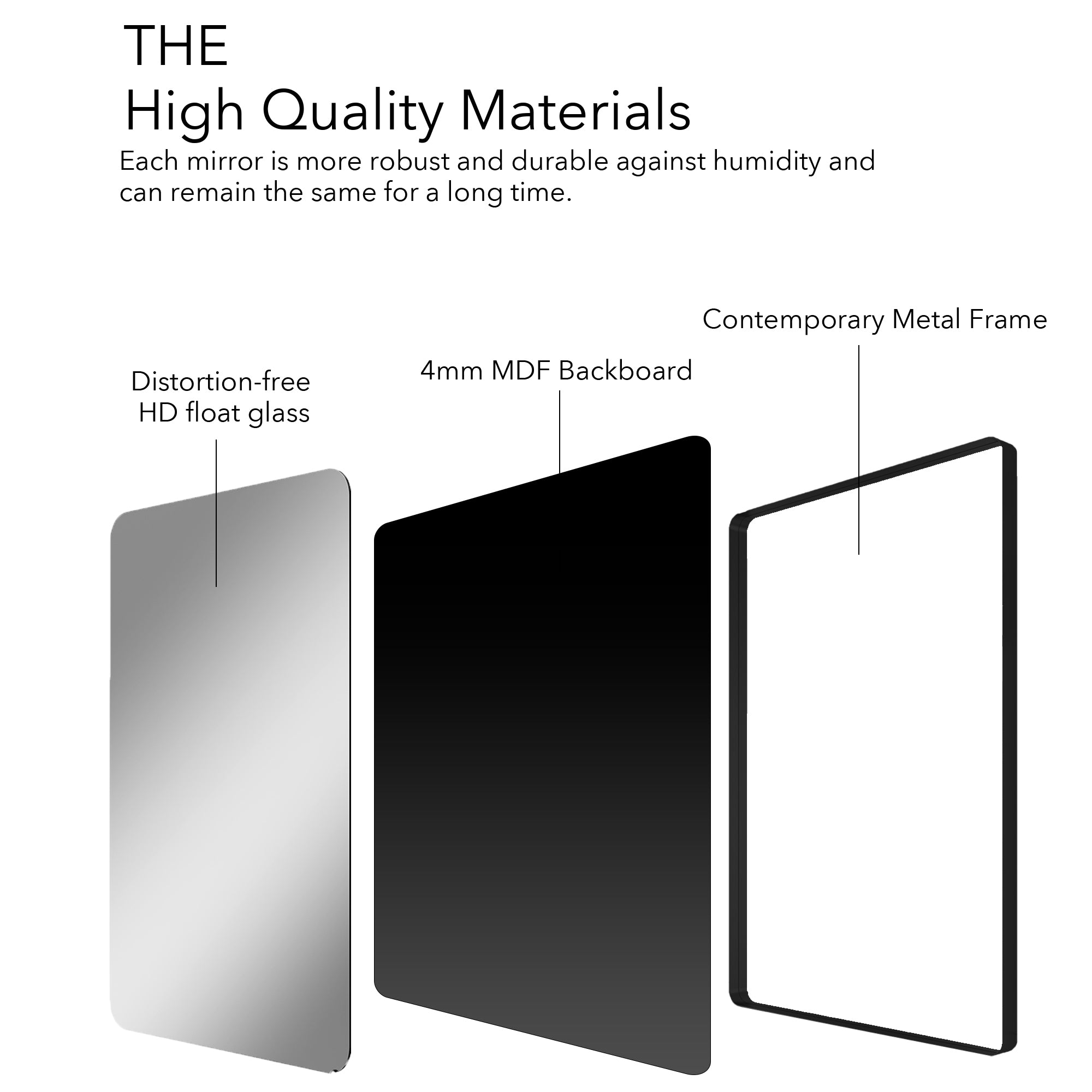 Rectangular Framed Wall Mounted Bathroom Vanity Mirror