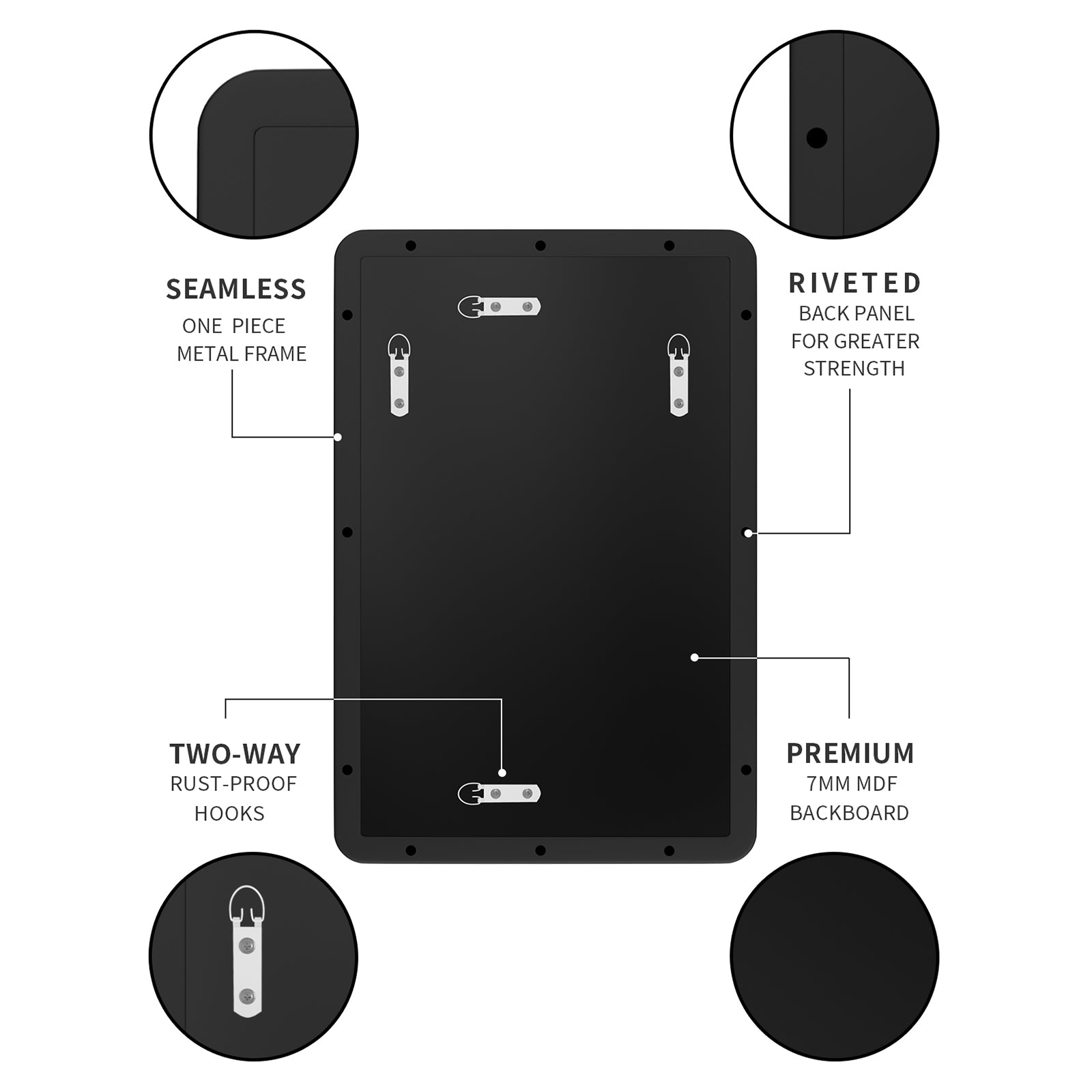 Rectangular Framed Wall Mounted Bathroom Vanity Mirror