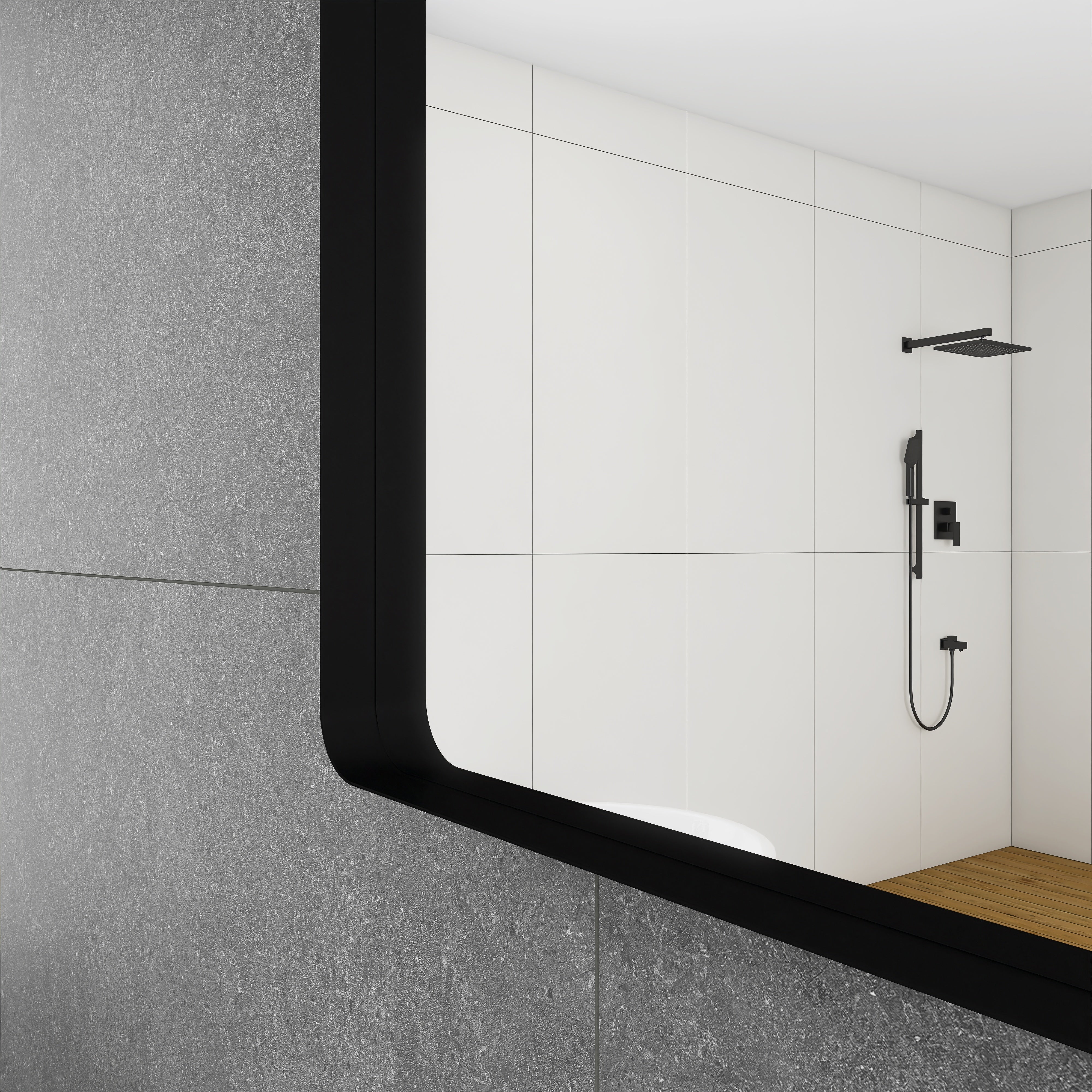 Rectangular Framed Wall Mounted Bathroom Vanity Mirror
