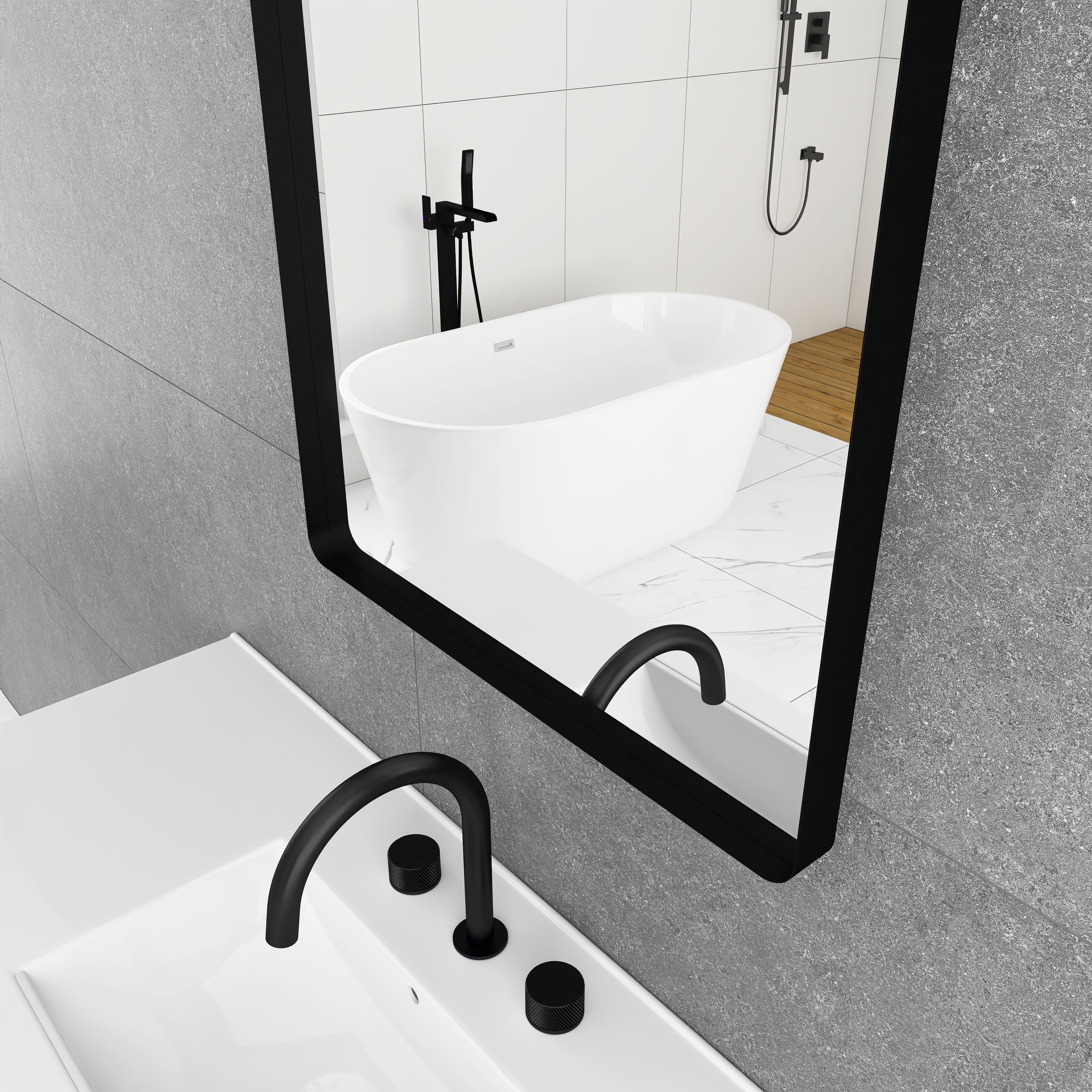 Rectangular Framed Wall Mounted Bathroom Vanity Mirror