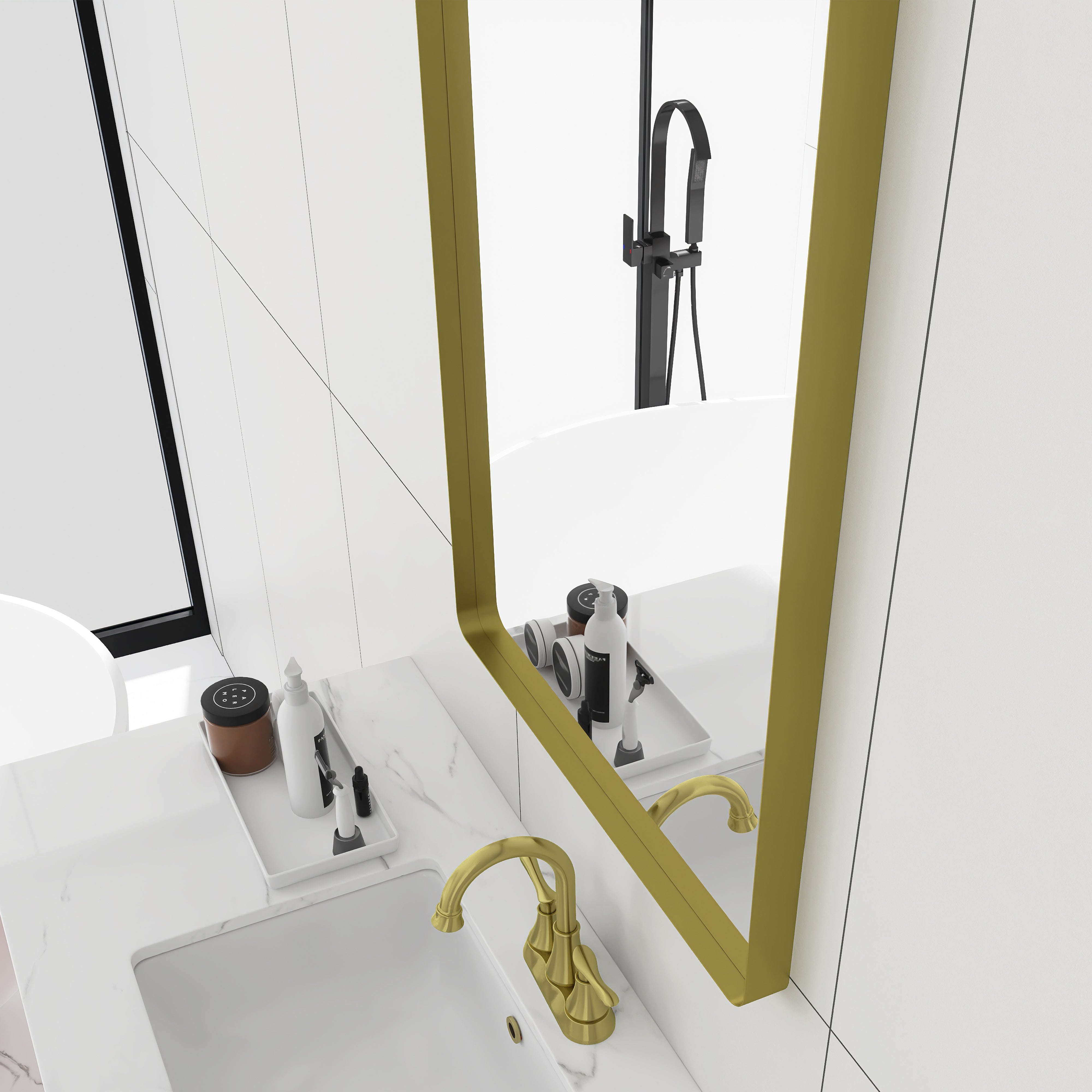 Rectangular Framed Wall Mounted Bathroom Vanity Mirror