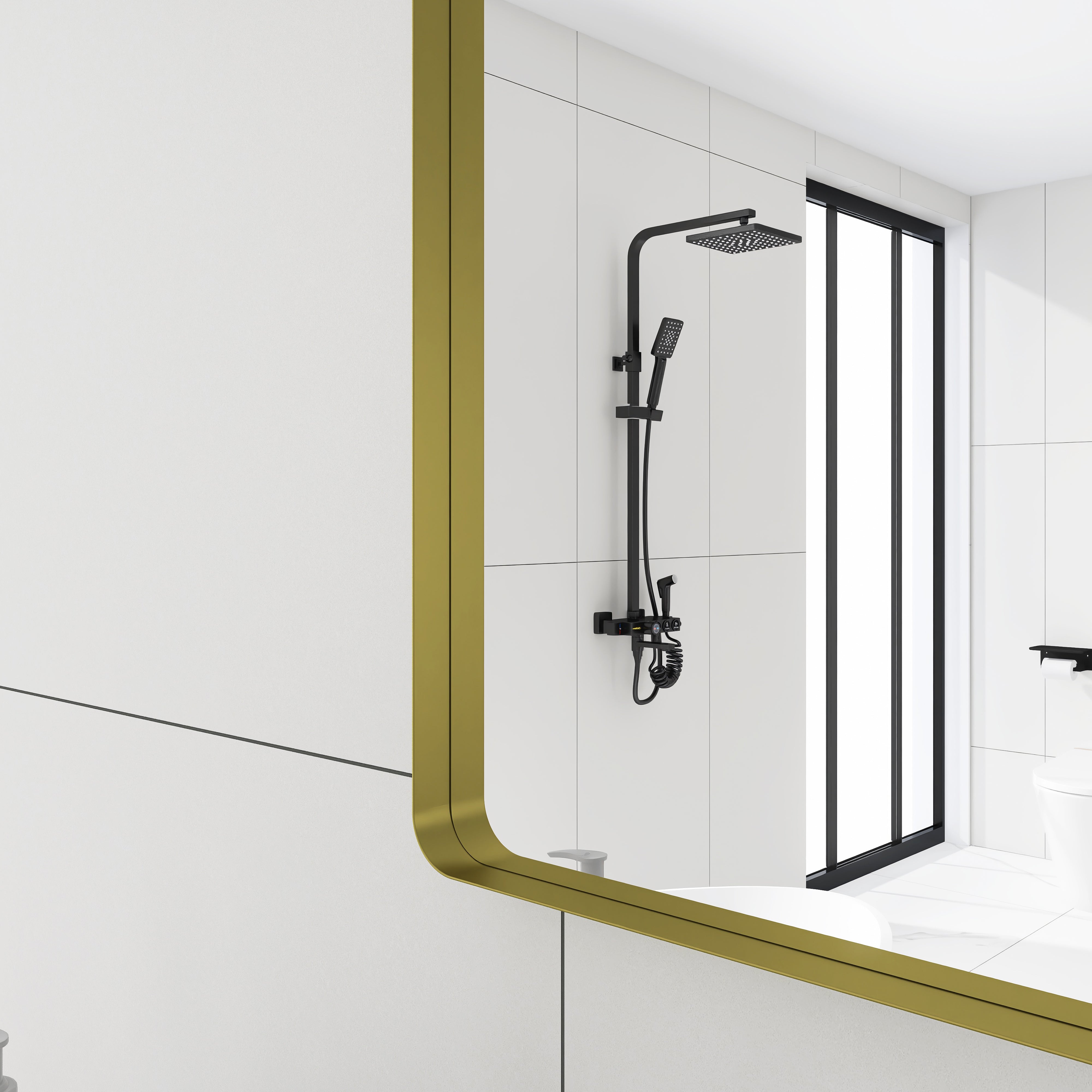 Rectangular Framed Wall Mounted Bathroom Vanity Mirror