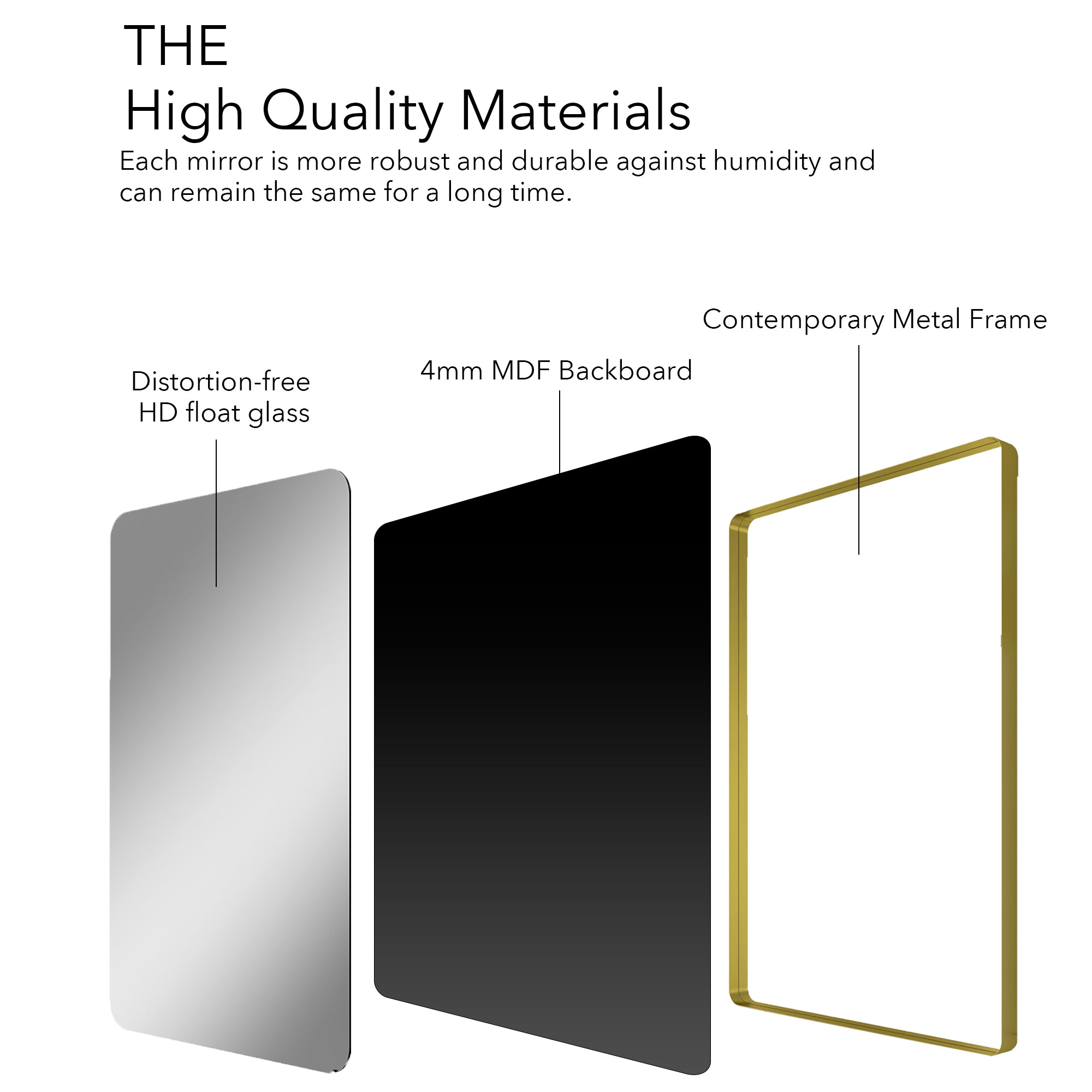 Rectangular Framed Wall Mounted Bathroom Vanity Mirror