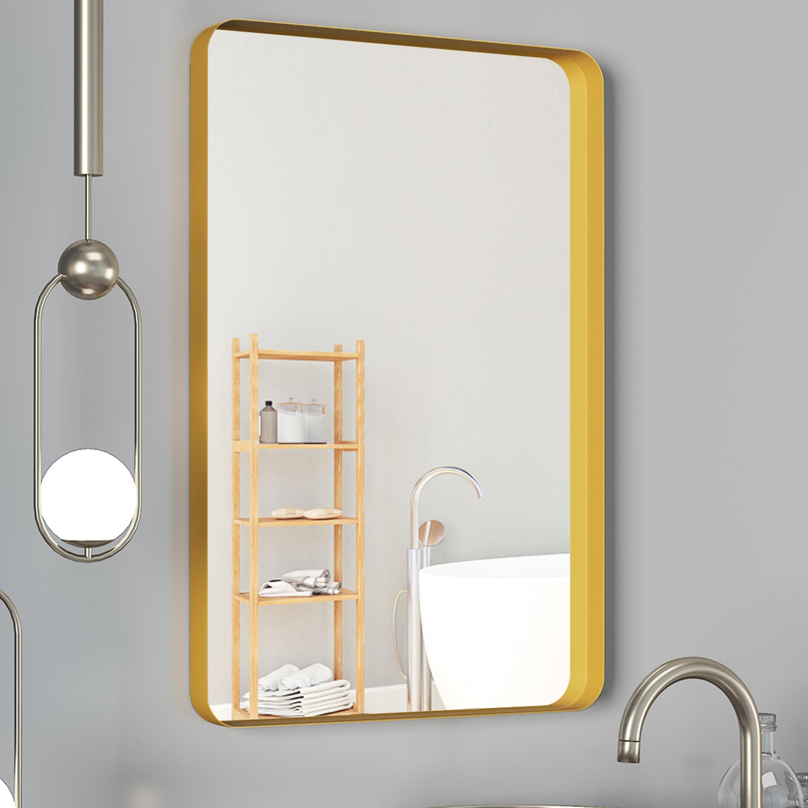 Rectangular Framed Wall Mounted Bathroom Vanity Mirror
