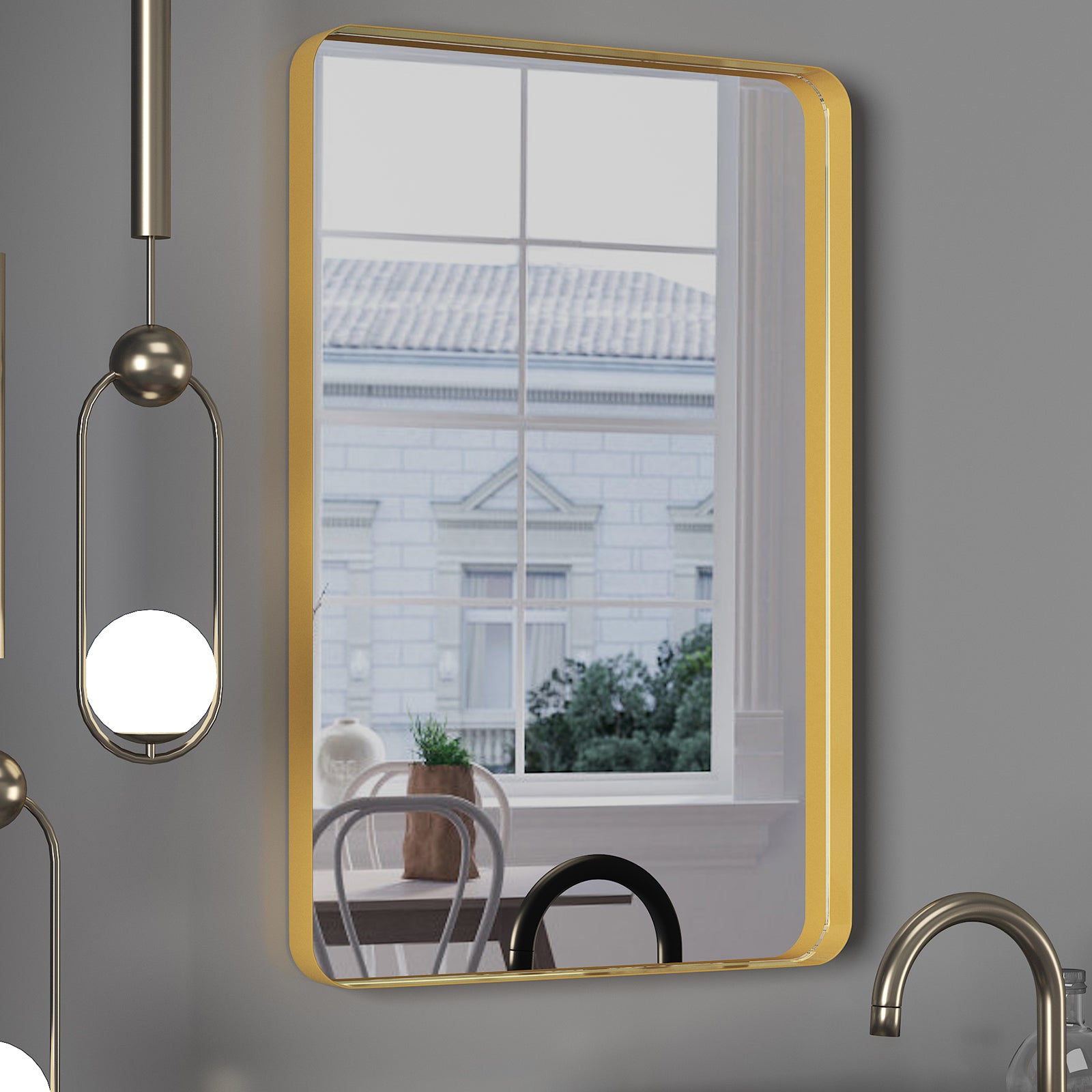 Rectangular Framed Wall Mounted Bathroom Vanity Mirror