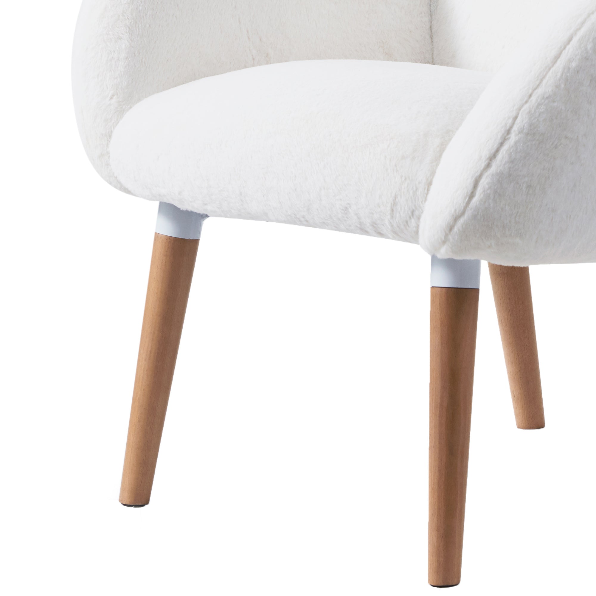 Solid Wood Frame Imitation Lamb Fabric Accent Chair for Living Room