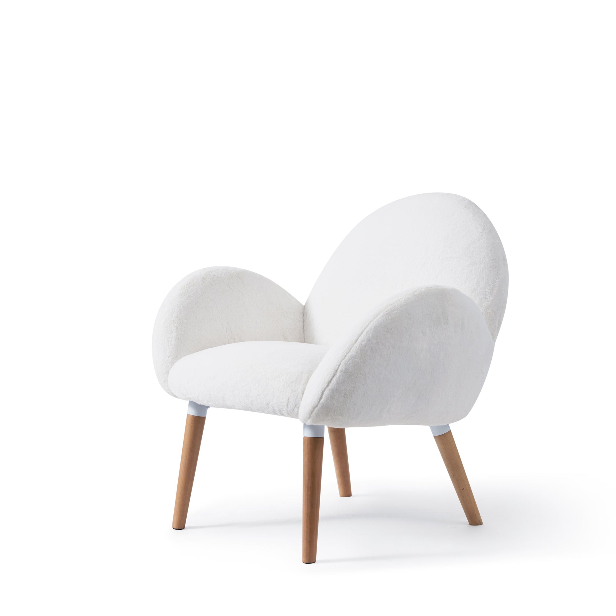 Solid Wood Frame Imitation Lamb Fabric Accent Chair for Living Room