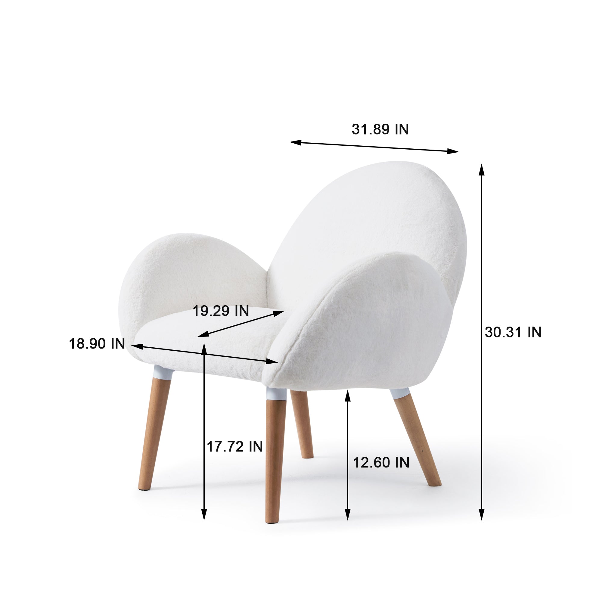 Solid Wood Frame Imitation Lamb Fabric Accent Chair for Living Room
