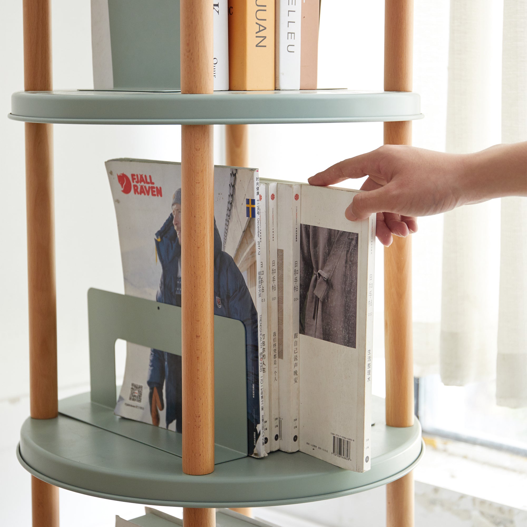 Standing Multifunctional Storage Rack 360° Rotating Bookshelf for Living Room