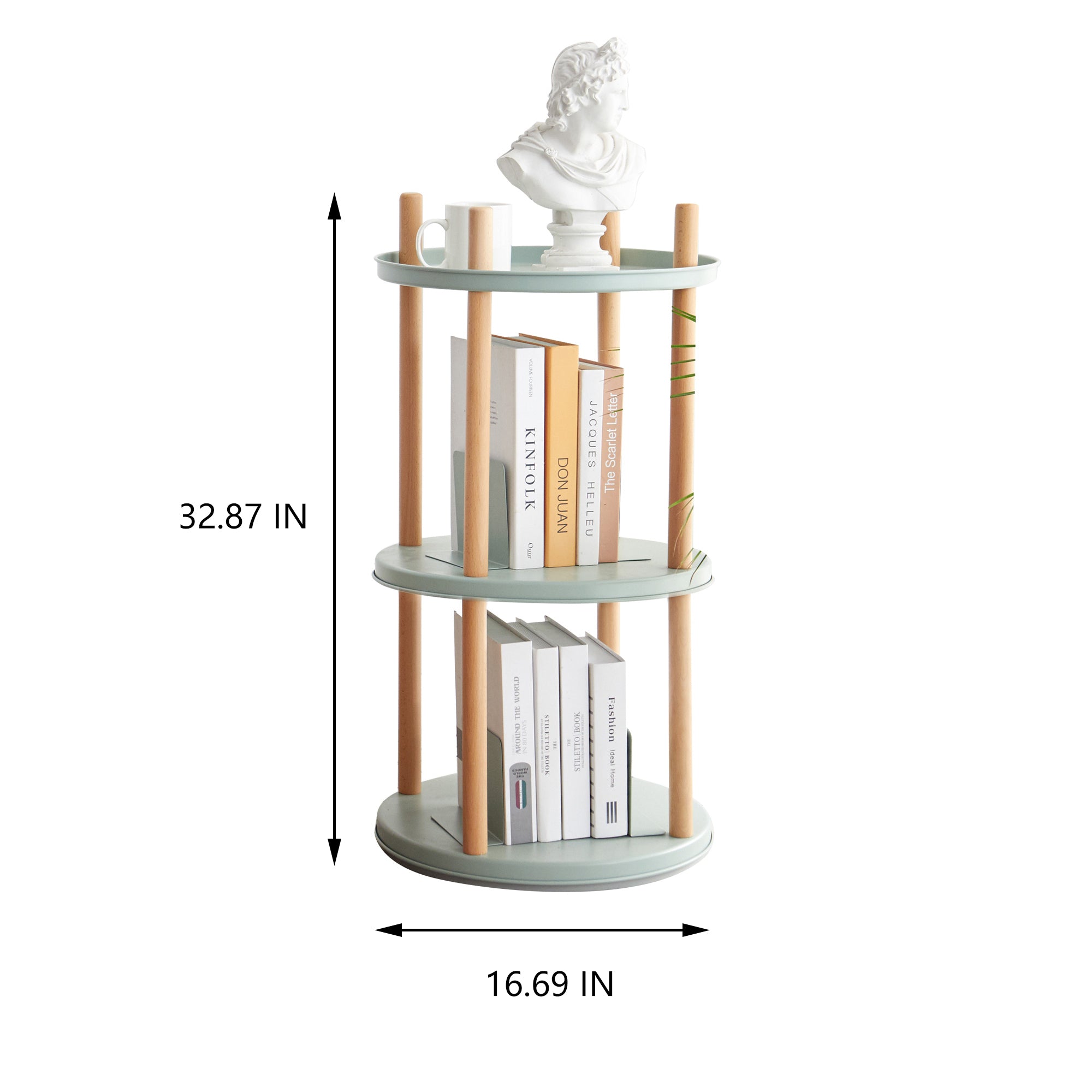Standing Multifunctional Storage Rack 360° Rotating Bookshelf for Living Room