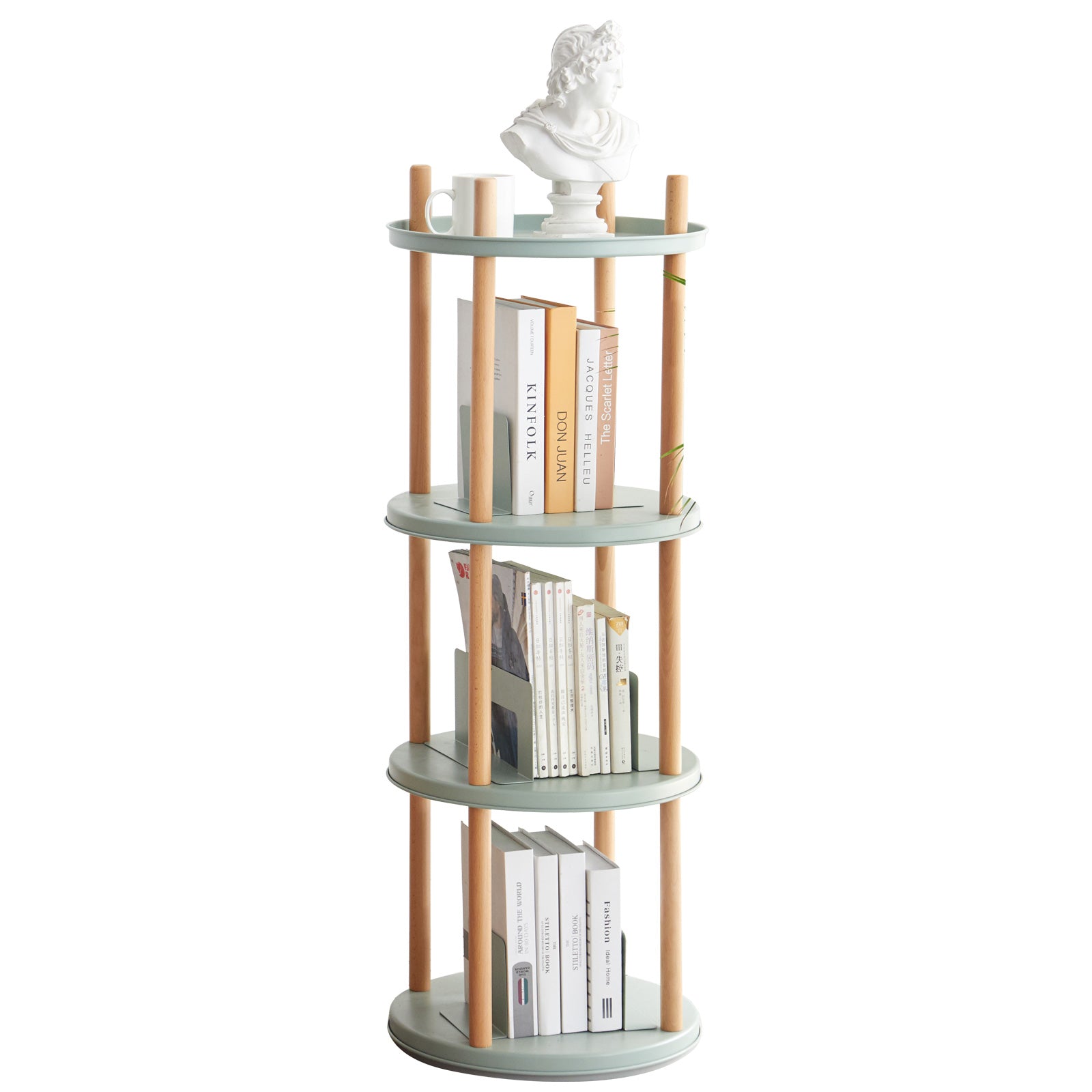 Standing Multifunctional Storage Rack 360° Rotating Bookshelf for Living Room