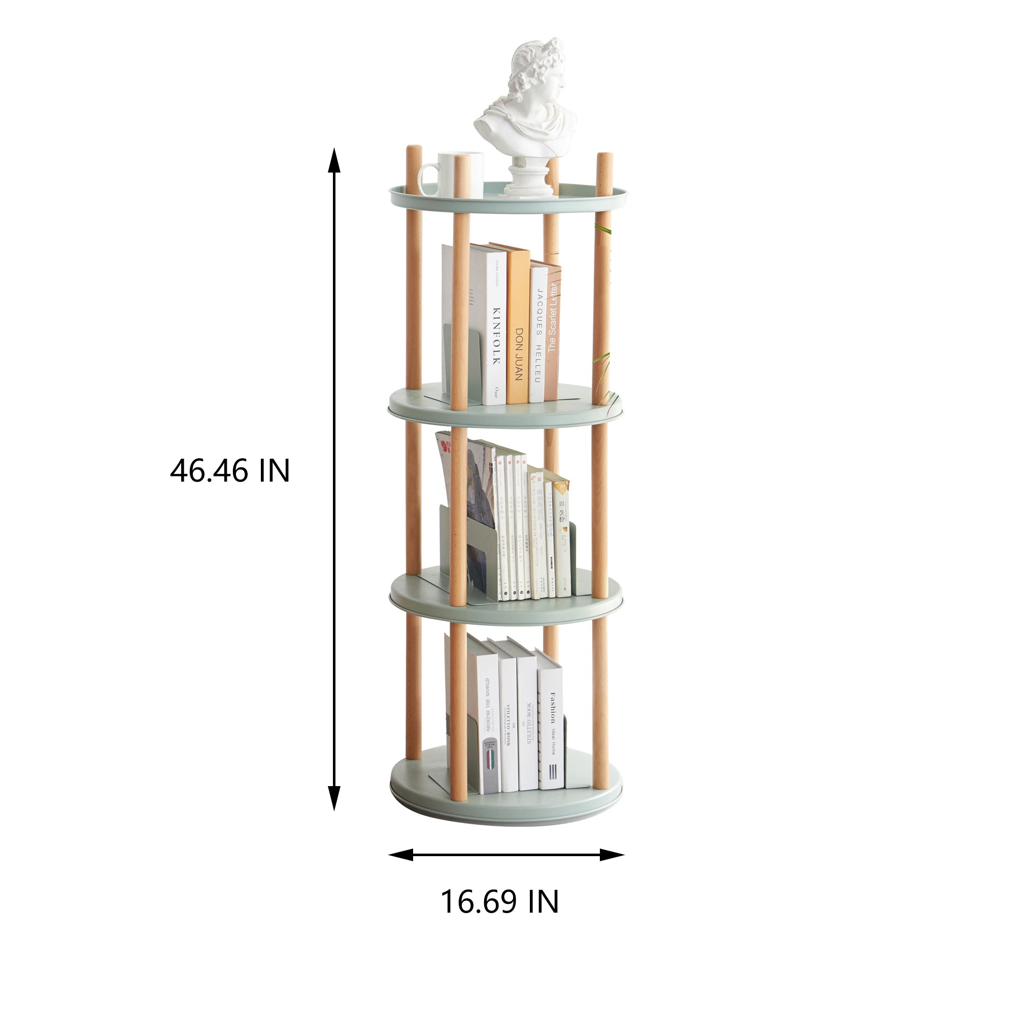 Standing Multifunctional Storage Rack 360° Rotating Bookshelf for Living Room