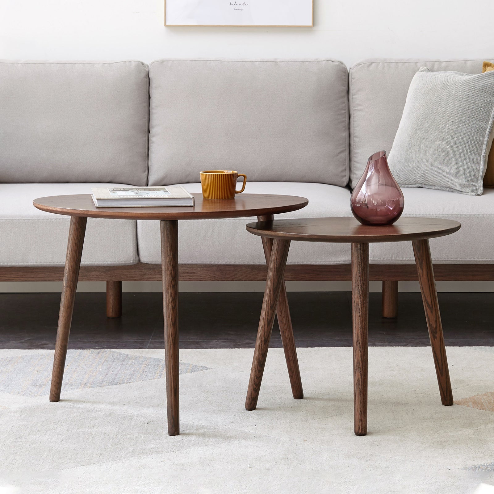 Solid Oak Wooden Coffee Table for Living Room