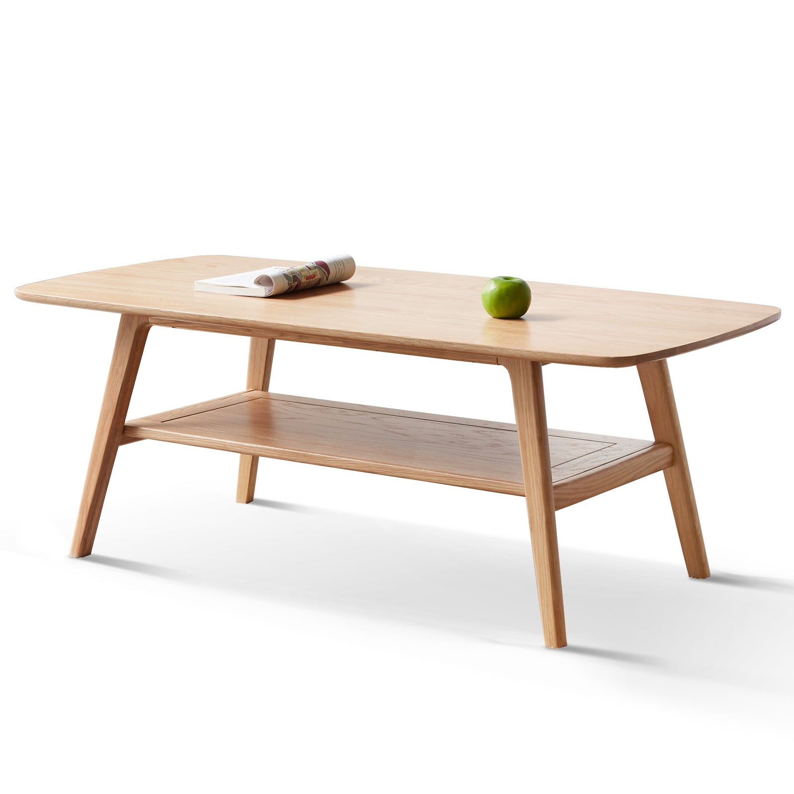 Solid Wood Coffee Table with Storage Shelf