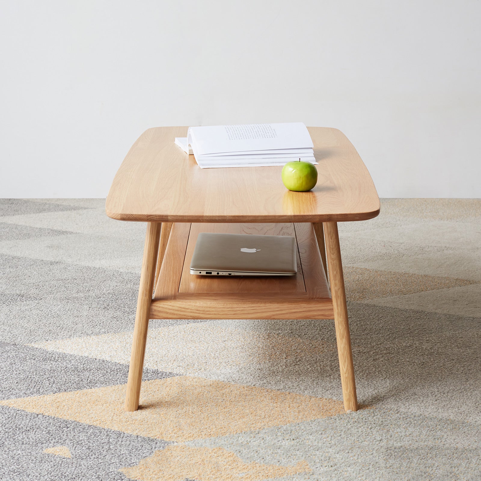 Solid Wood Coffee Table with Storage Shelf