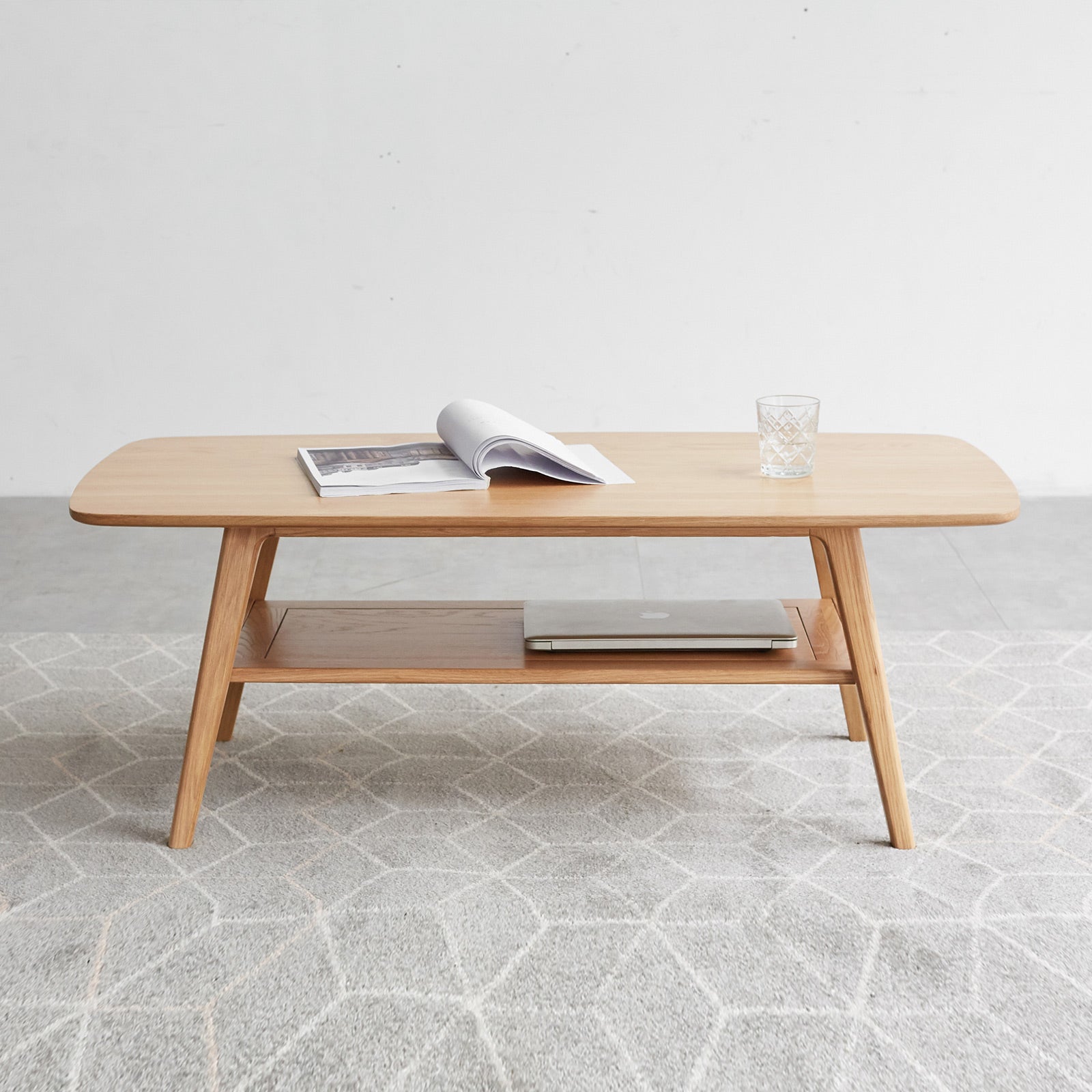 Solid Wood Coffee Table with Storage Shelf