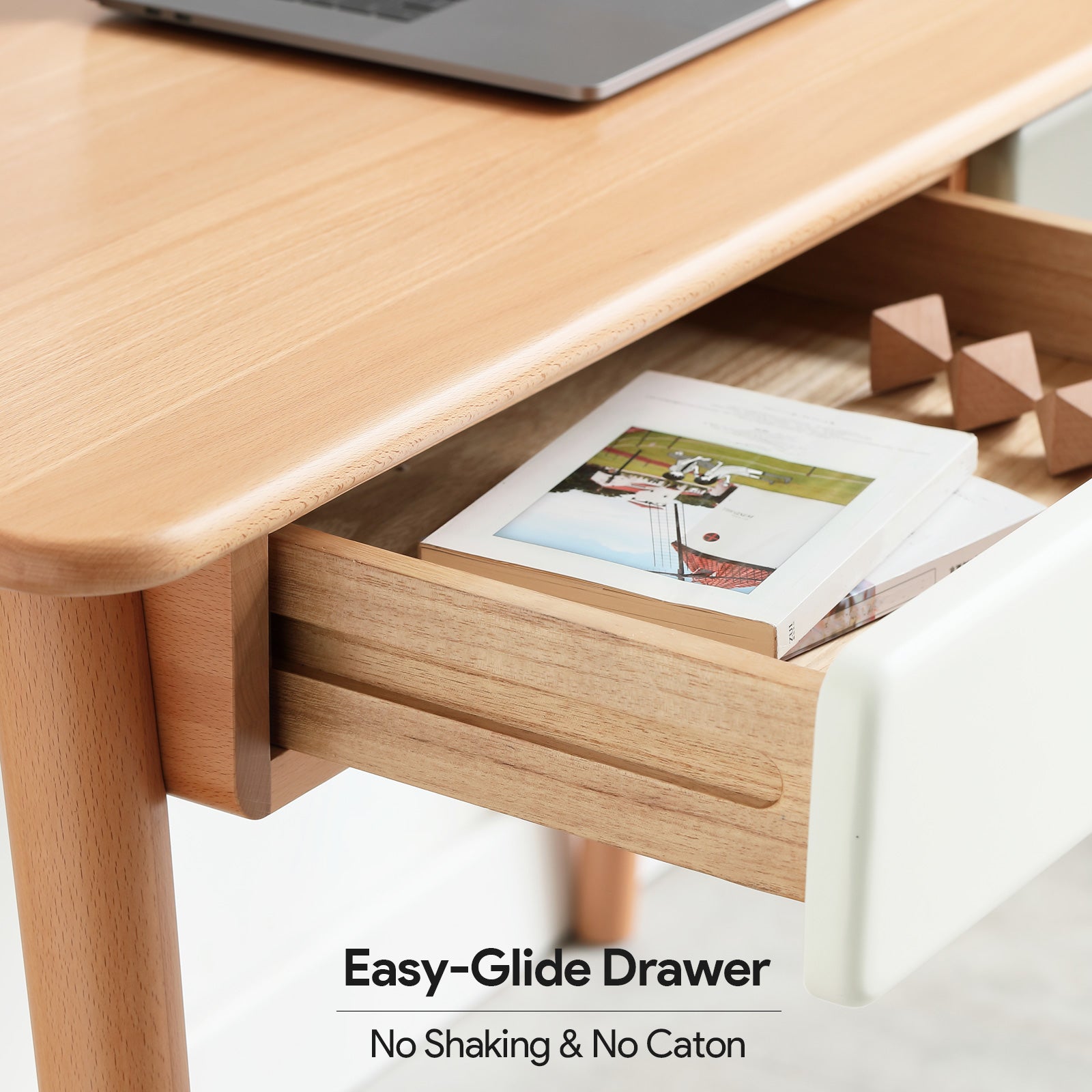 47'' Solid Wood Computer Desk with 2 Drawers for Home Office