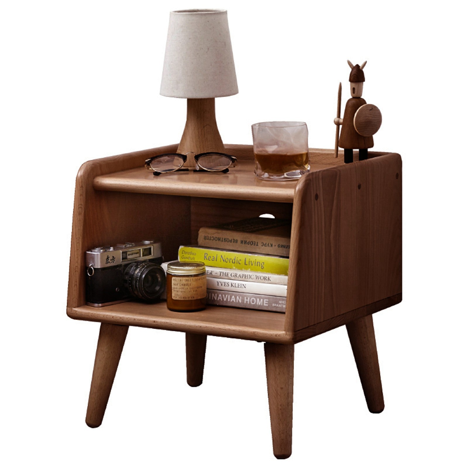 Solid Wood Nightstands with Shelf for Bedroom
